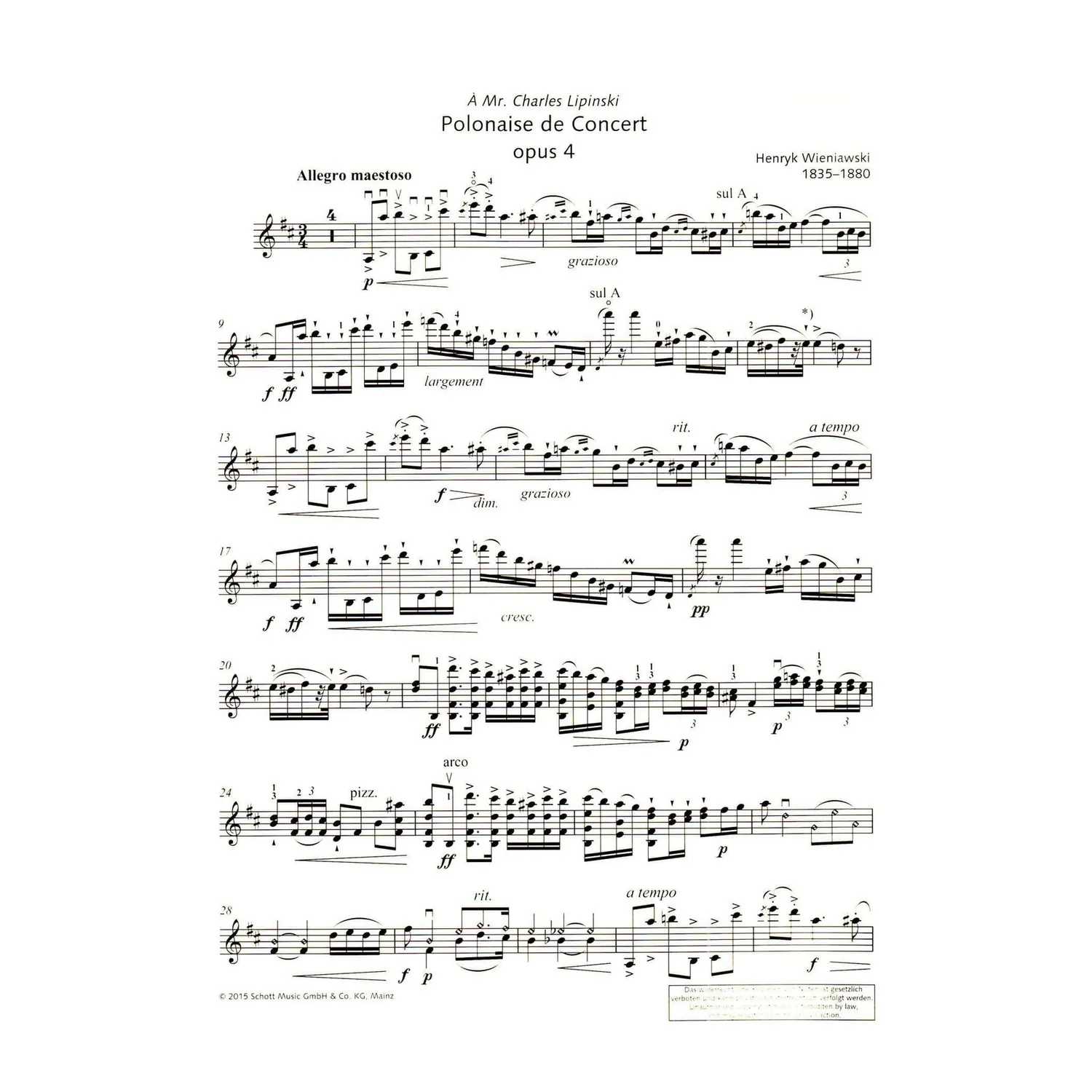 Schott Wieniawski Repertoire Violin-Noten Klavier