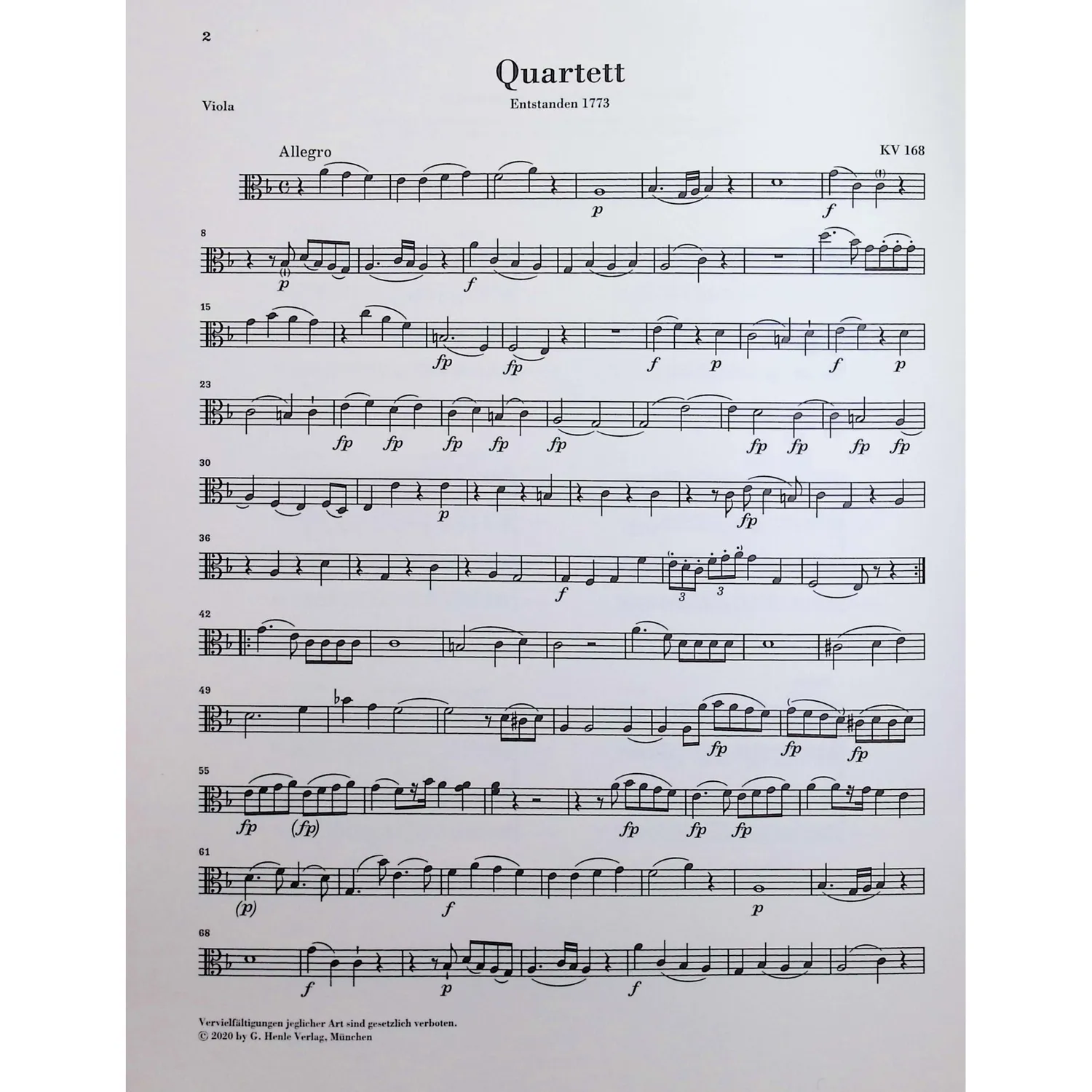 Henle Mozart Streichquartette Band II Noten Partitur Stimmen Urtext