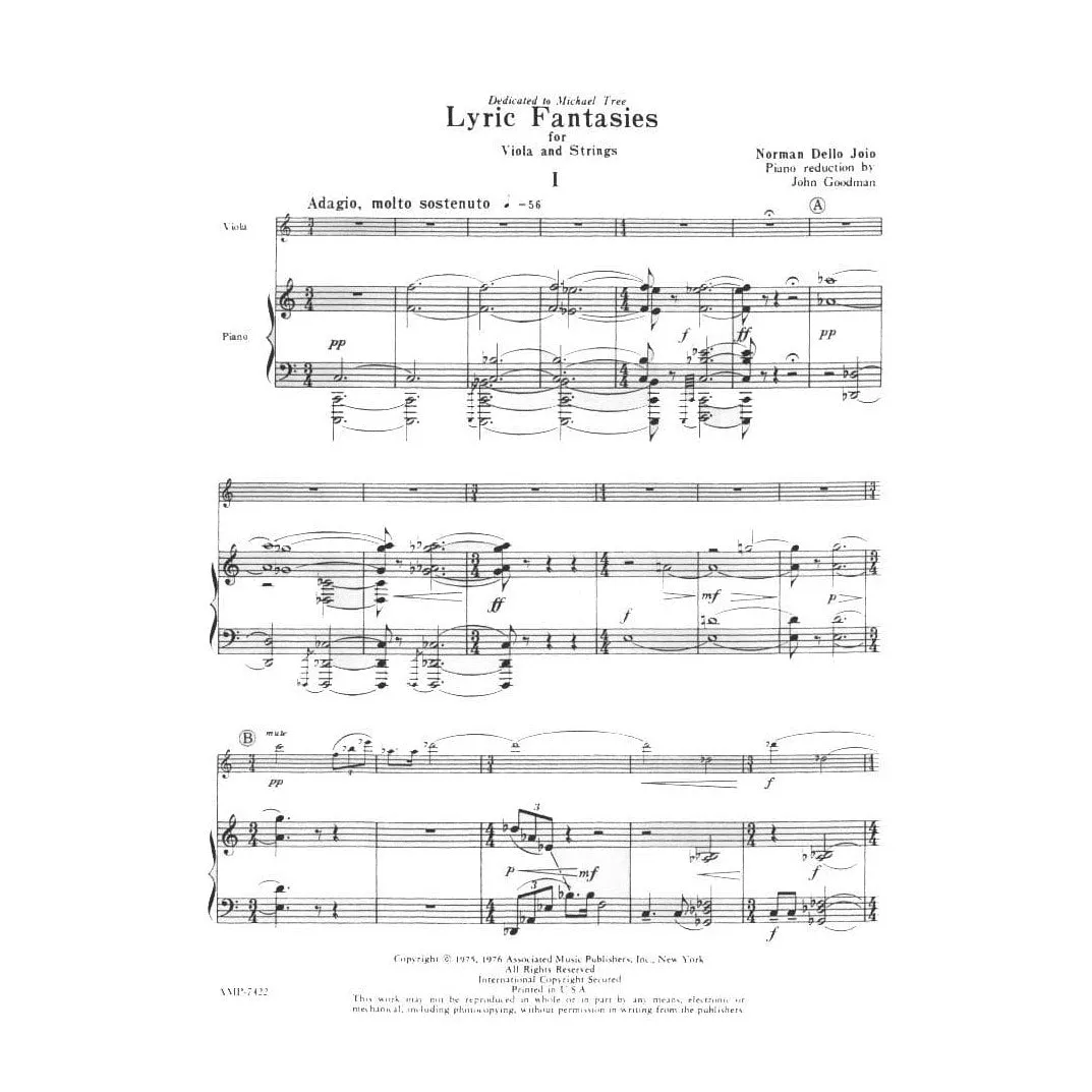Dello Joio Lyric Fantasies Noten Viola Klavier