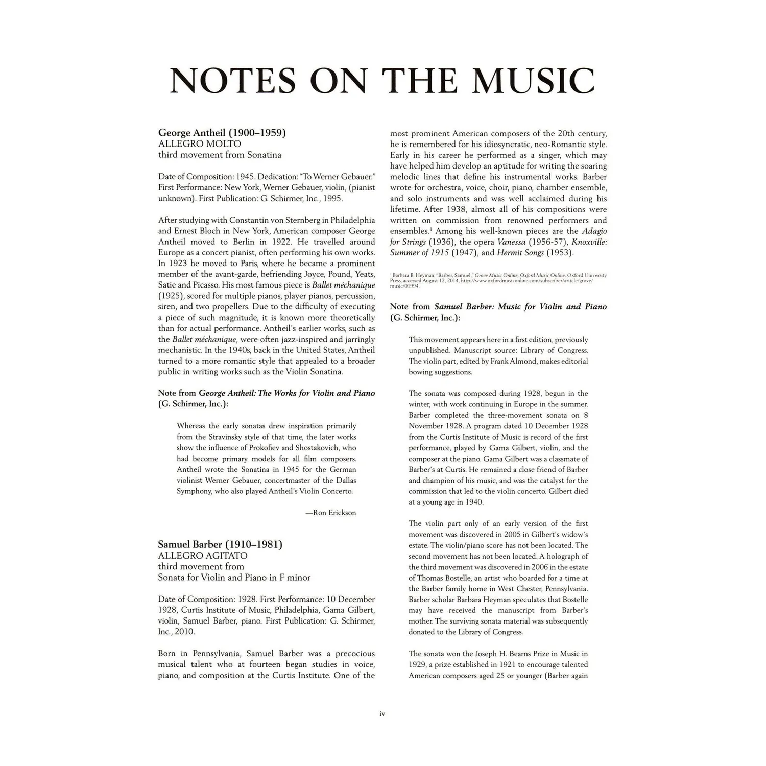 Shar G. Schirmer Violin Anthology Noten 24 Werke Geige