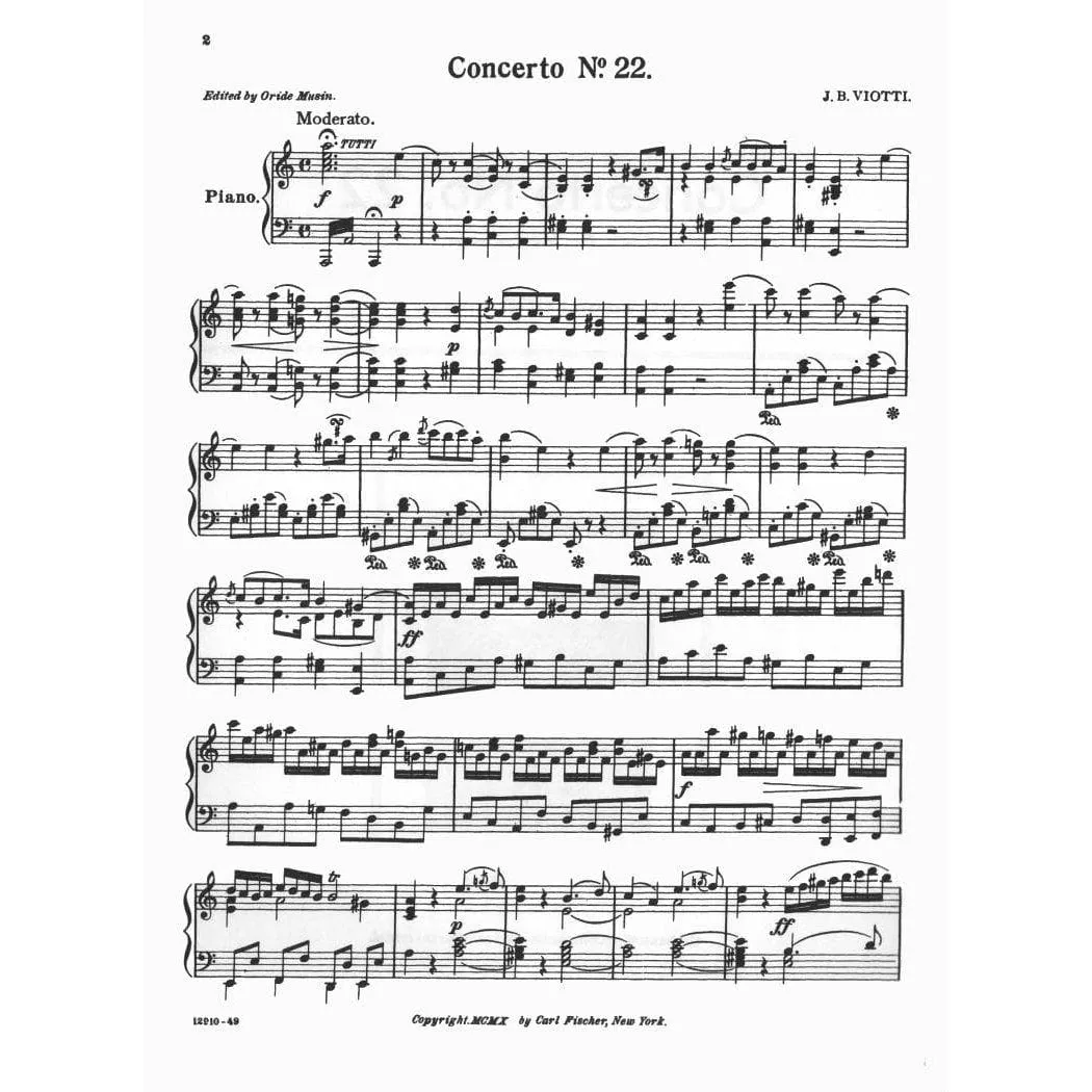 Carl Fischer Viotti Violinkonzert Nr. 22 Noten Violine Klavier a-Moll