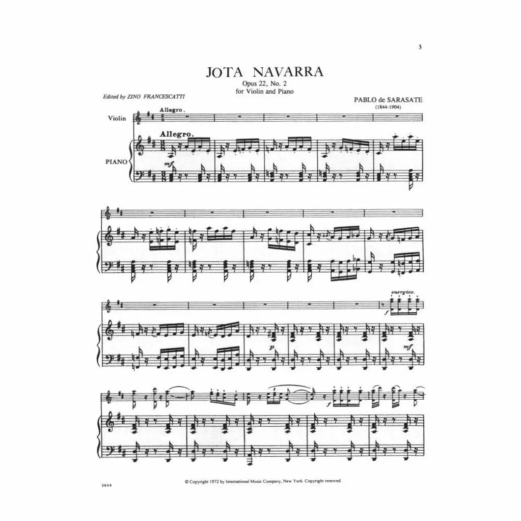 International Sarasate Jota Navarra Op.22 Nr.2 Noten Violine