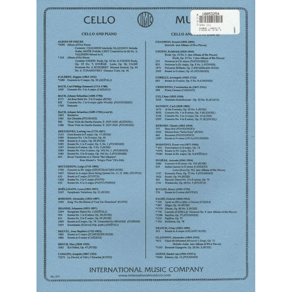 International Romberg Sonate G-Dur Op.43 Nr.3 Cellonoten Cello Klavier