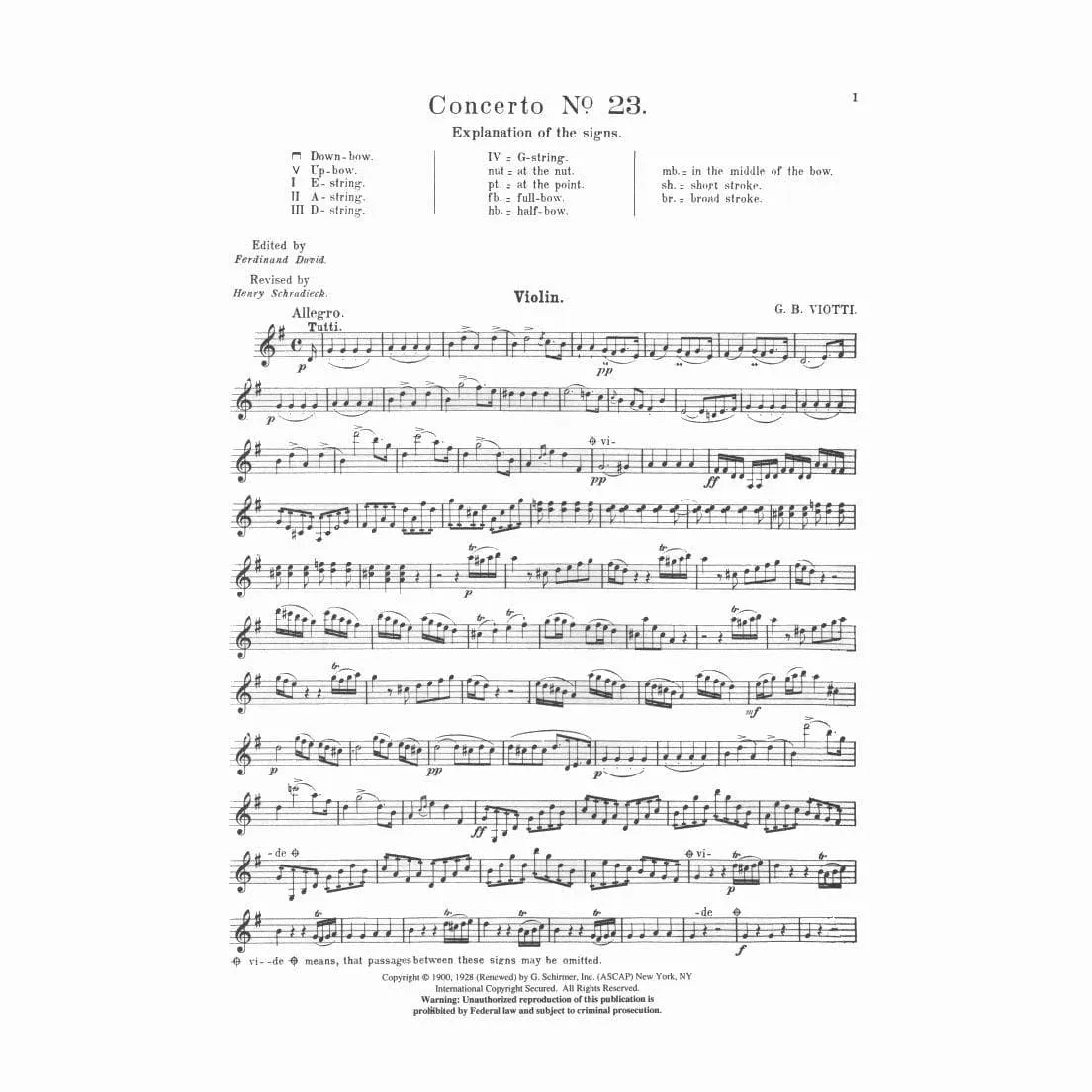 Viotti Konzert Nr. 23 G-Dur David Schradieck Noten Violine Klavier