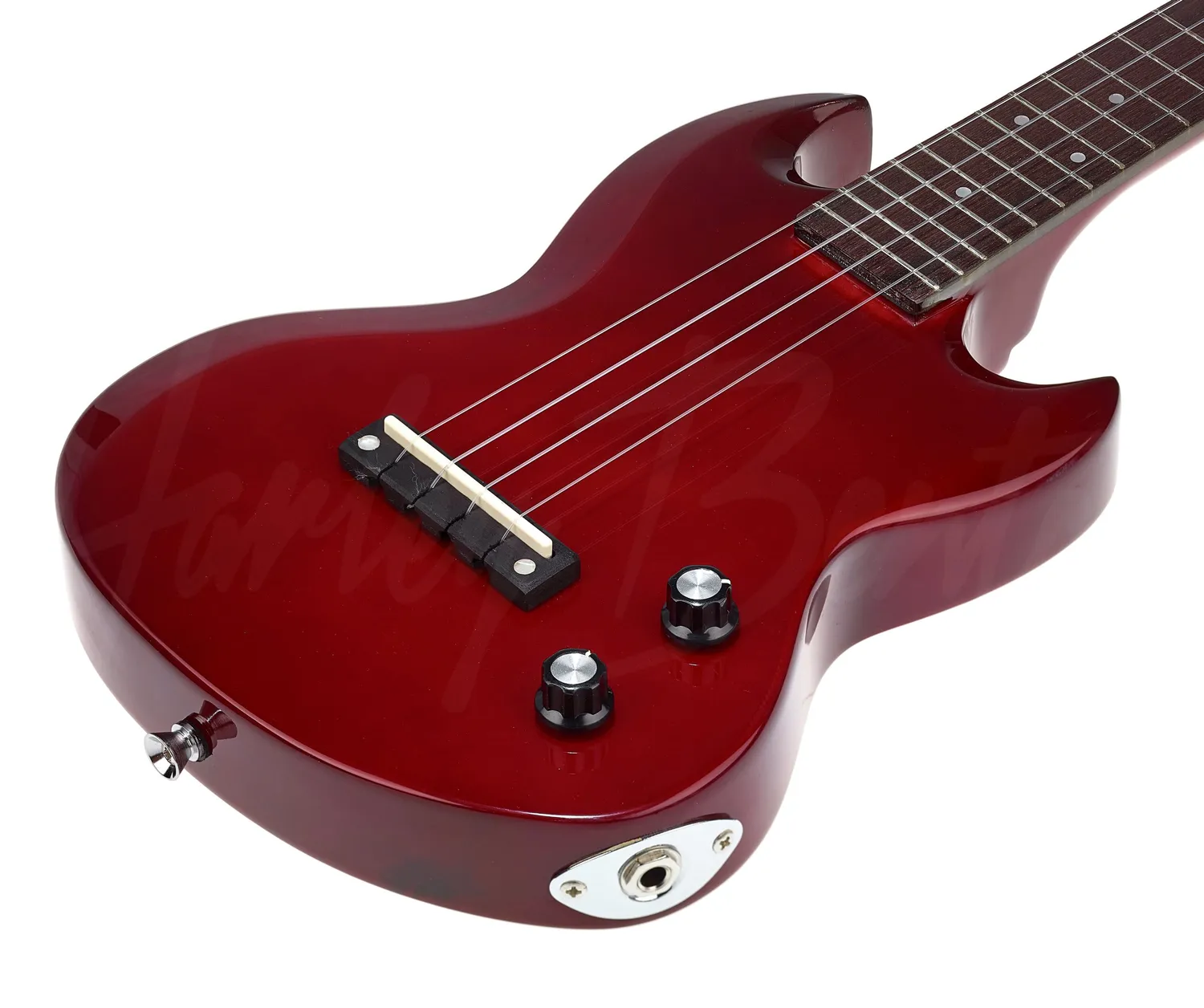 Harley Benton DC-Ukulele CH E-Ukulele Sopran Kirschrot 18 Bünde