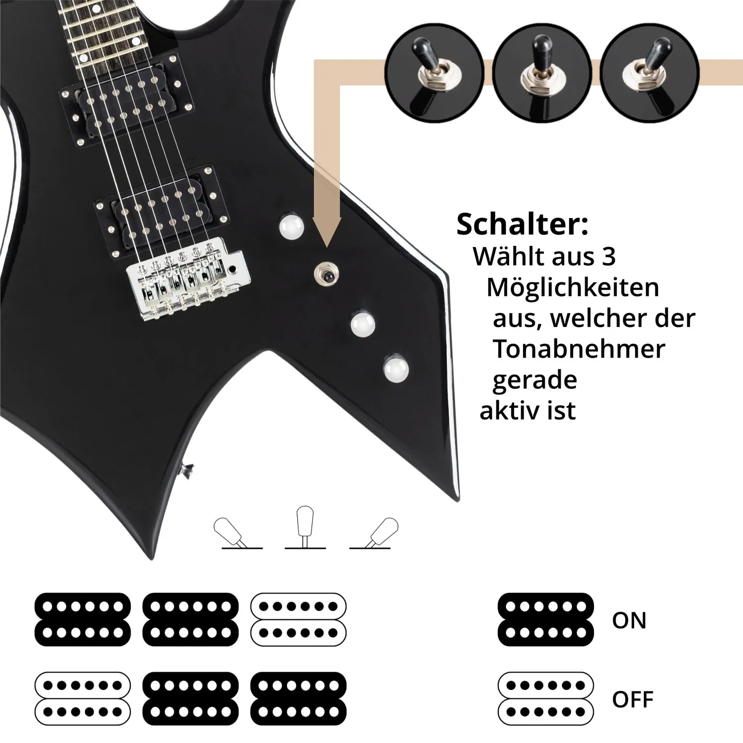 Rocktile Heavy Warhead E-Gitarre Black Gloss 24 Bünde