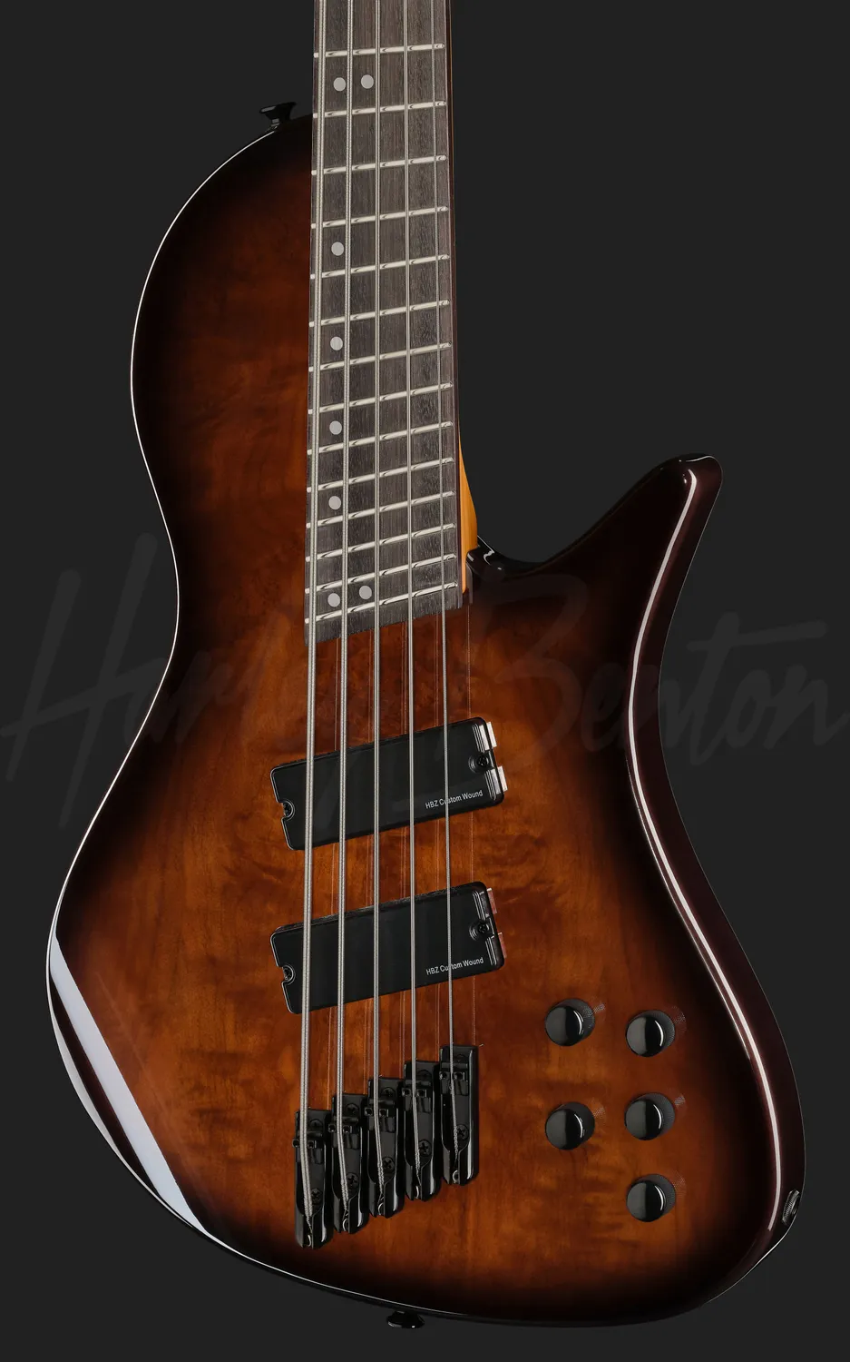 Harley Benton MSB-5 E-Bass Black Flame Burl 5-saitig