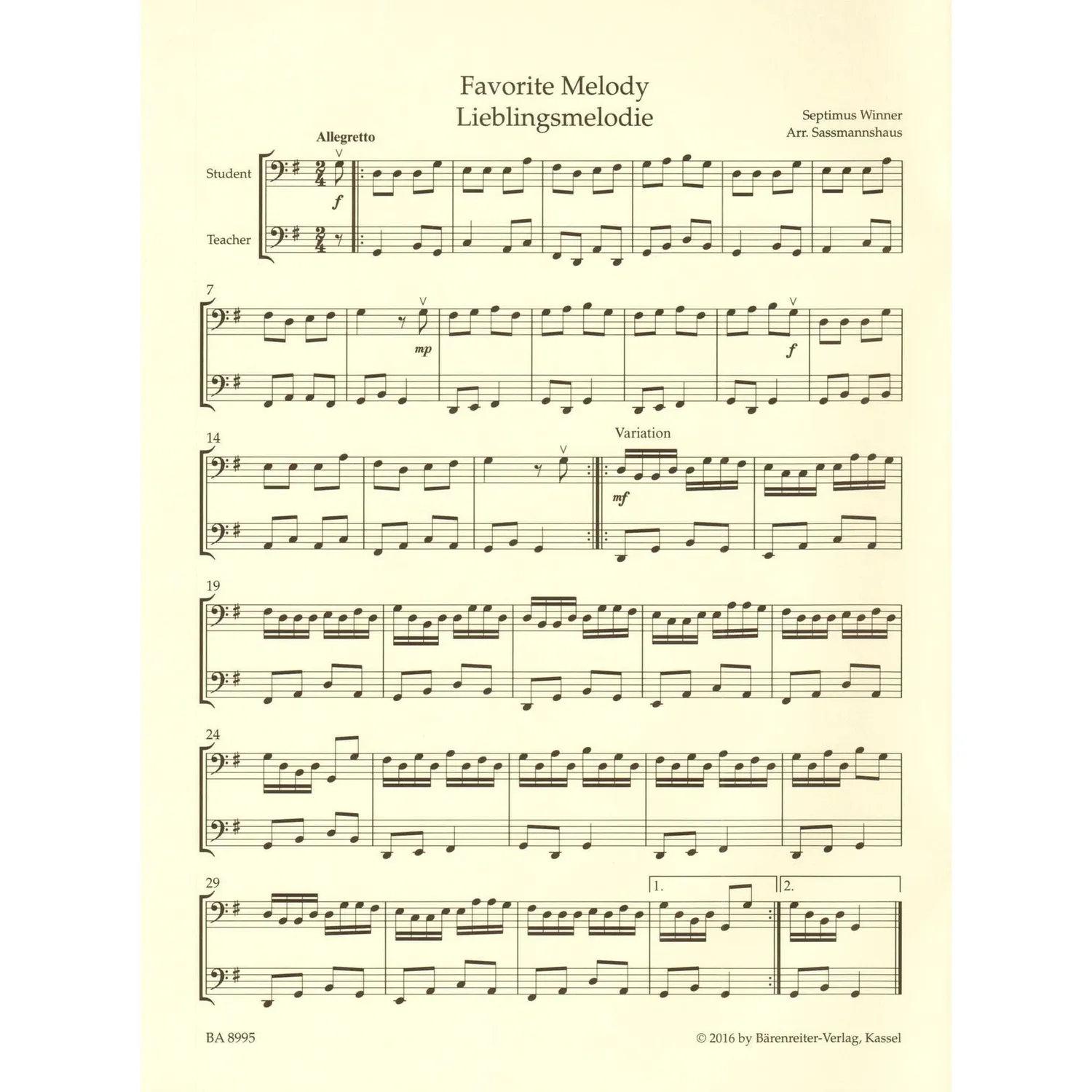Bärenreiter Sassmannshaus Cello Recital Album 2
