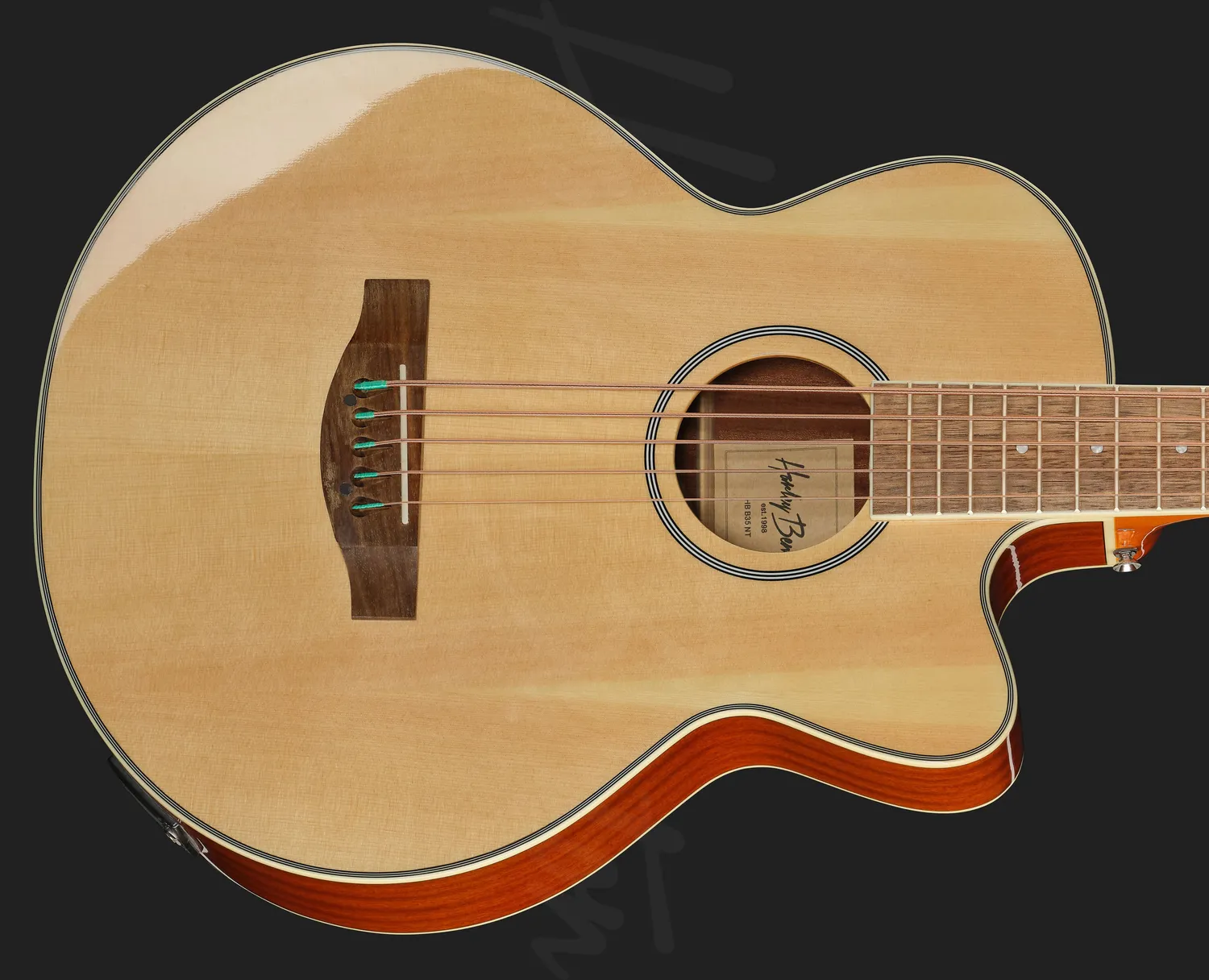 Harley Benton B-35 Akustikbass 5-saitig Natur Mahagoni