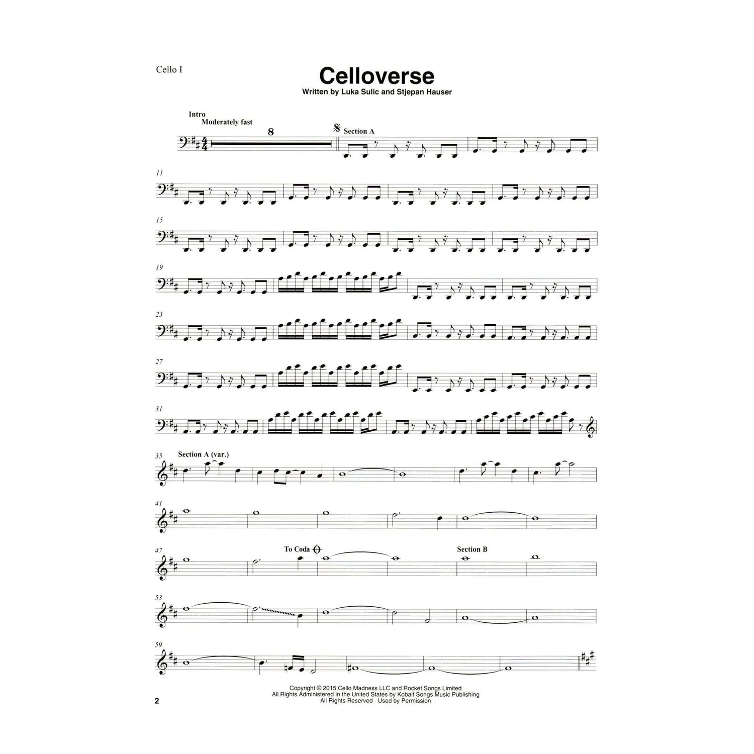 Shar Music 2 Cellos Collection Noten Cello-Duett 10 Stücke