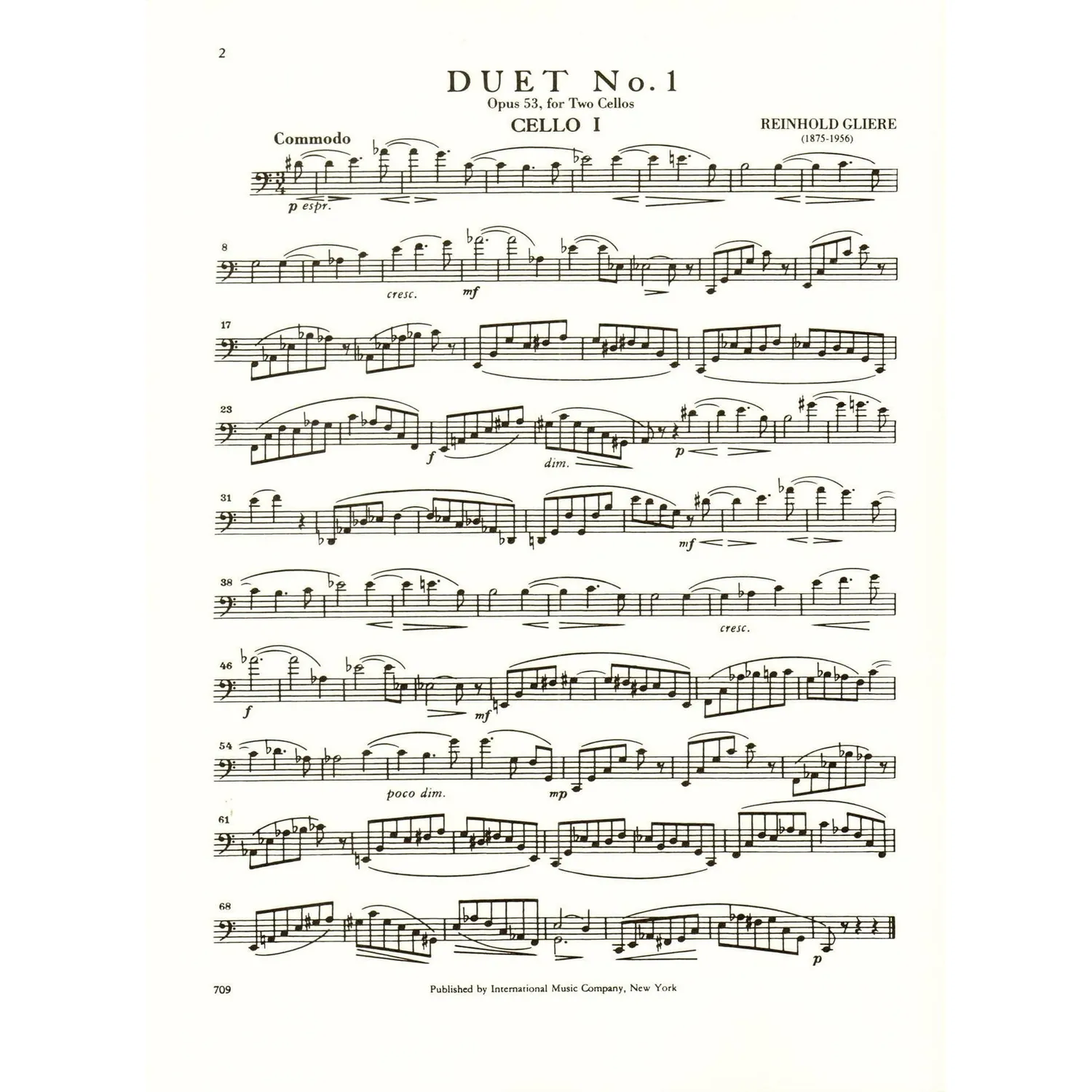 Glière Ten Duets Op.53 Vol.1 Cellonoten 2 Celli