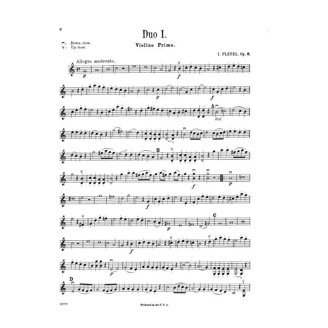 Shar Music Pleyel Sechs kleine Duette Op. 8 Noten für 2 Violinen