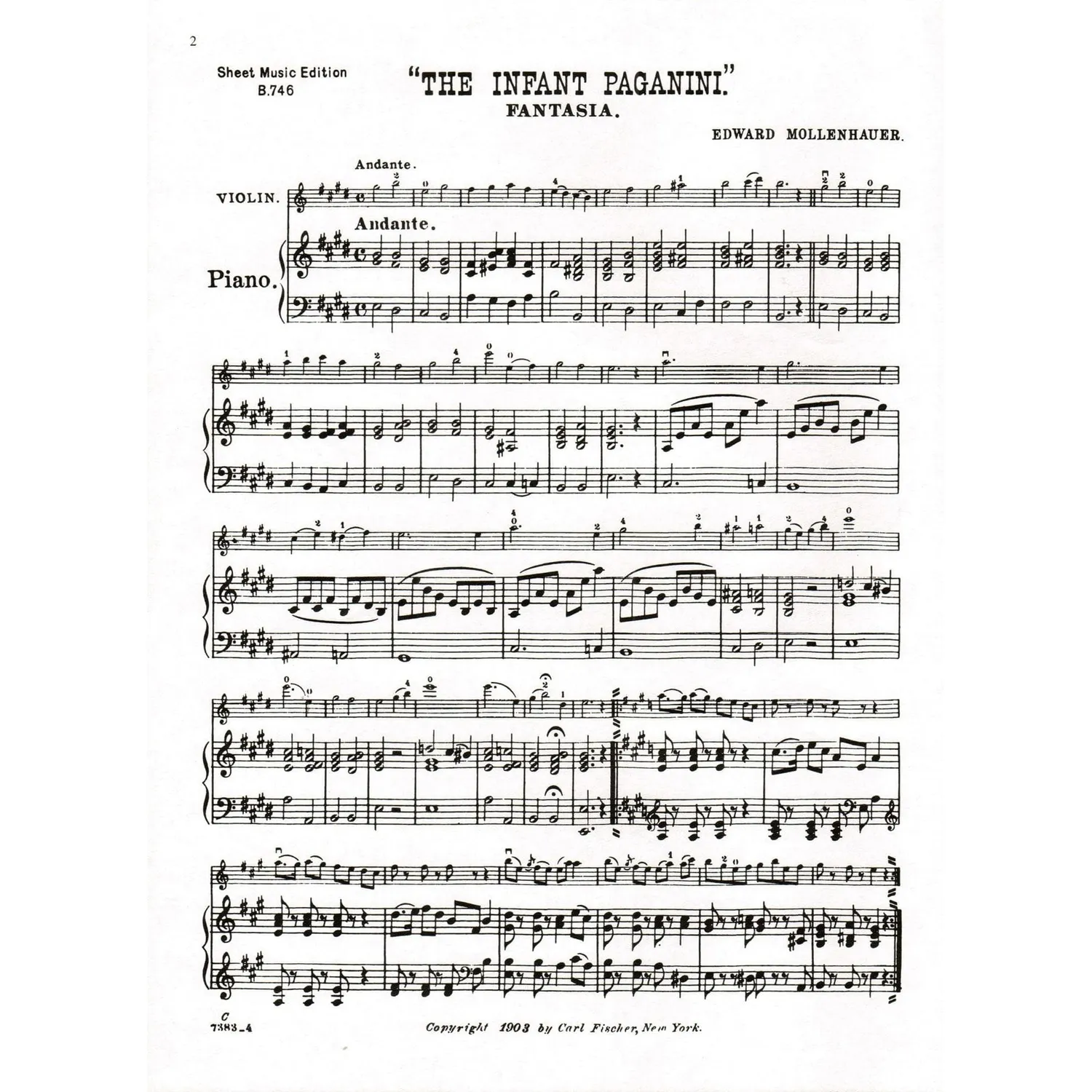Carl Fischer Mollenhauer Infant Paganini Noten Violine Klavier