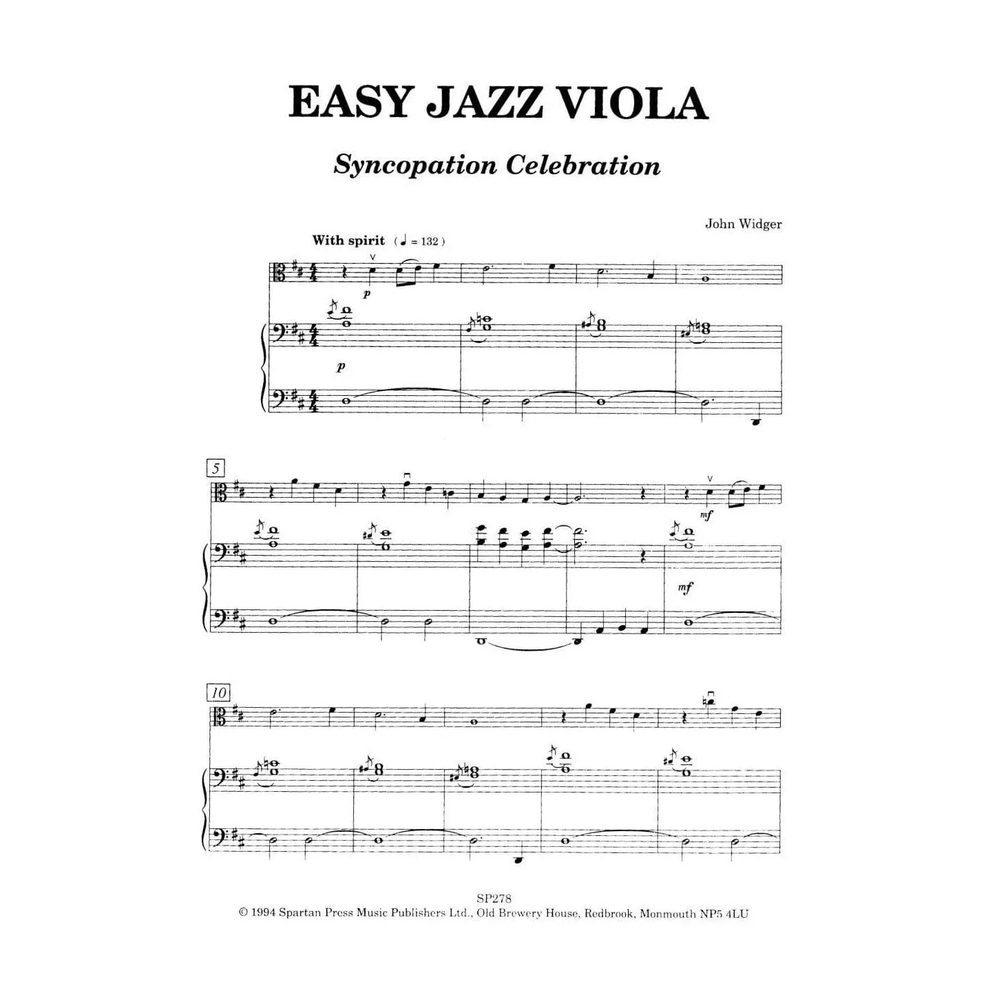 Shar Music Widger Easy Jazz Viola Bratschennoten Jazz