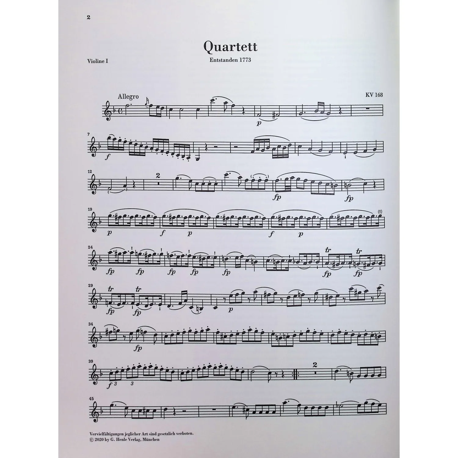 Henle Mozart Streichquartette Band II Noten Partitur Stimmen Urtext