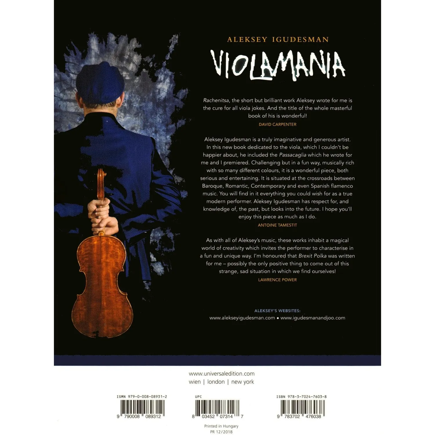 Igudesman Violamania Viola Solo Noten Universal Edition
