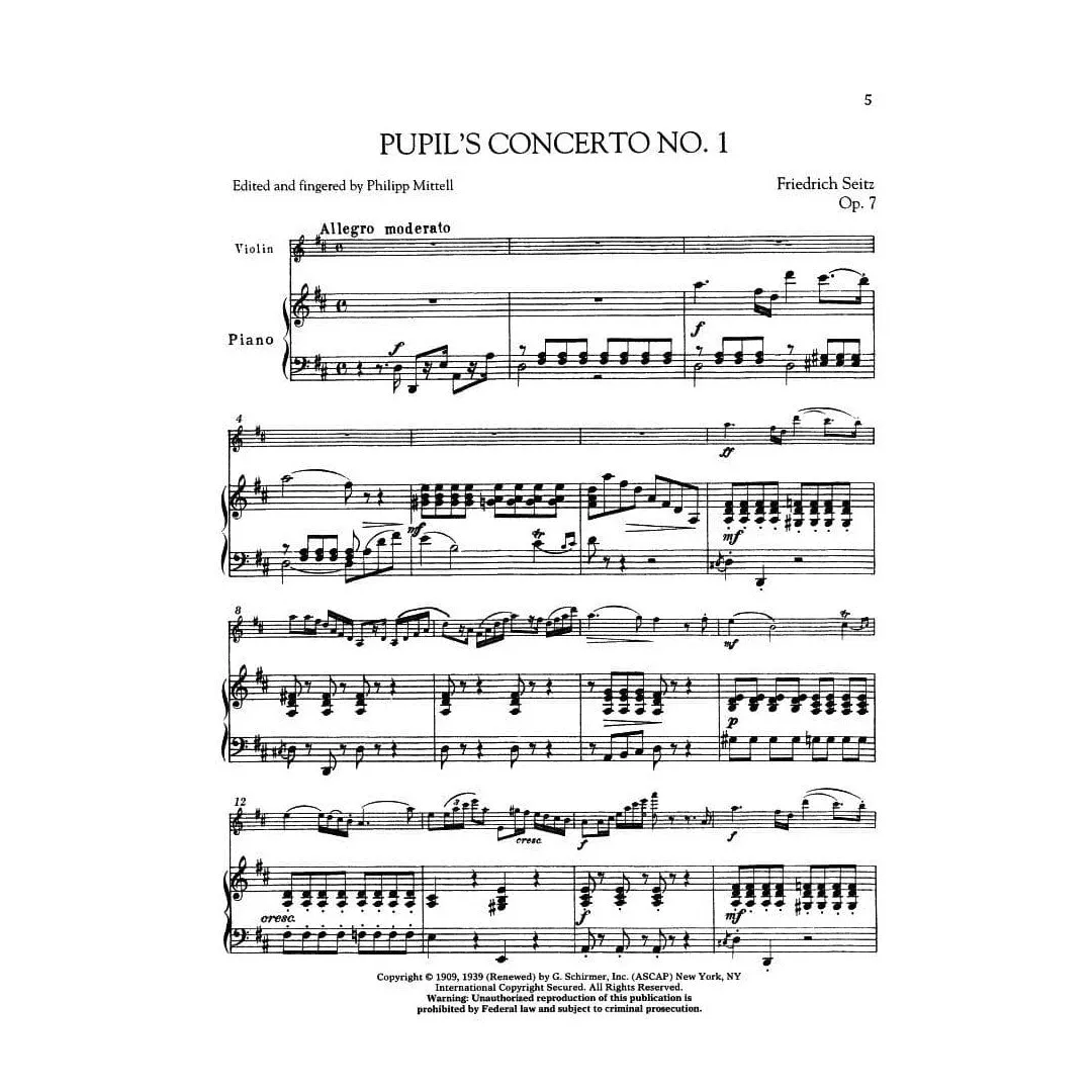 Schirmer Seitz Schülerkonzerte Nr. 1-5 Violinenoten komplett