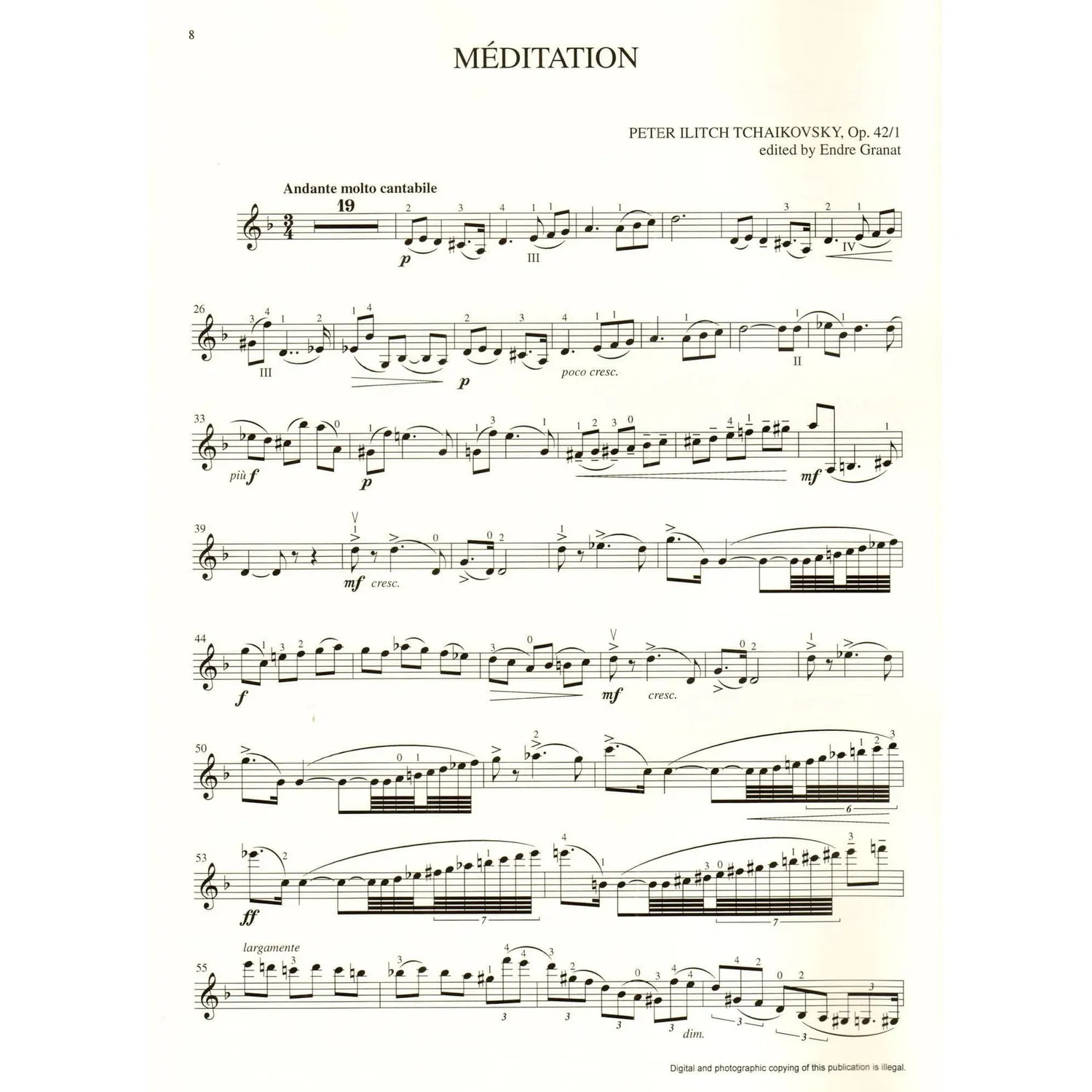 Shar Music Heifetz Tchaikovsky Geigennoten Violine Klavier
