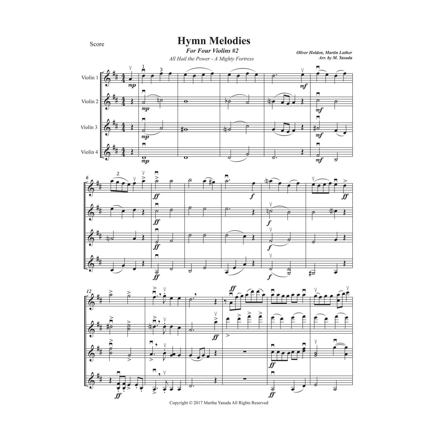 Shar Music Hymn Melodies Vol. II Violinennoten Download 4 Violinen