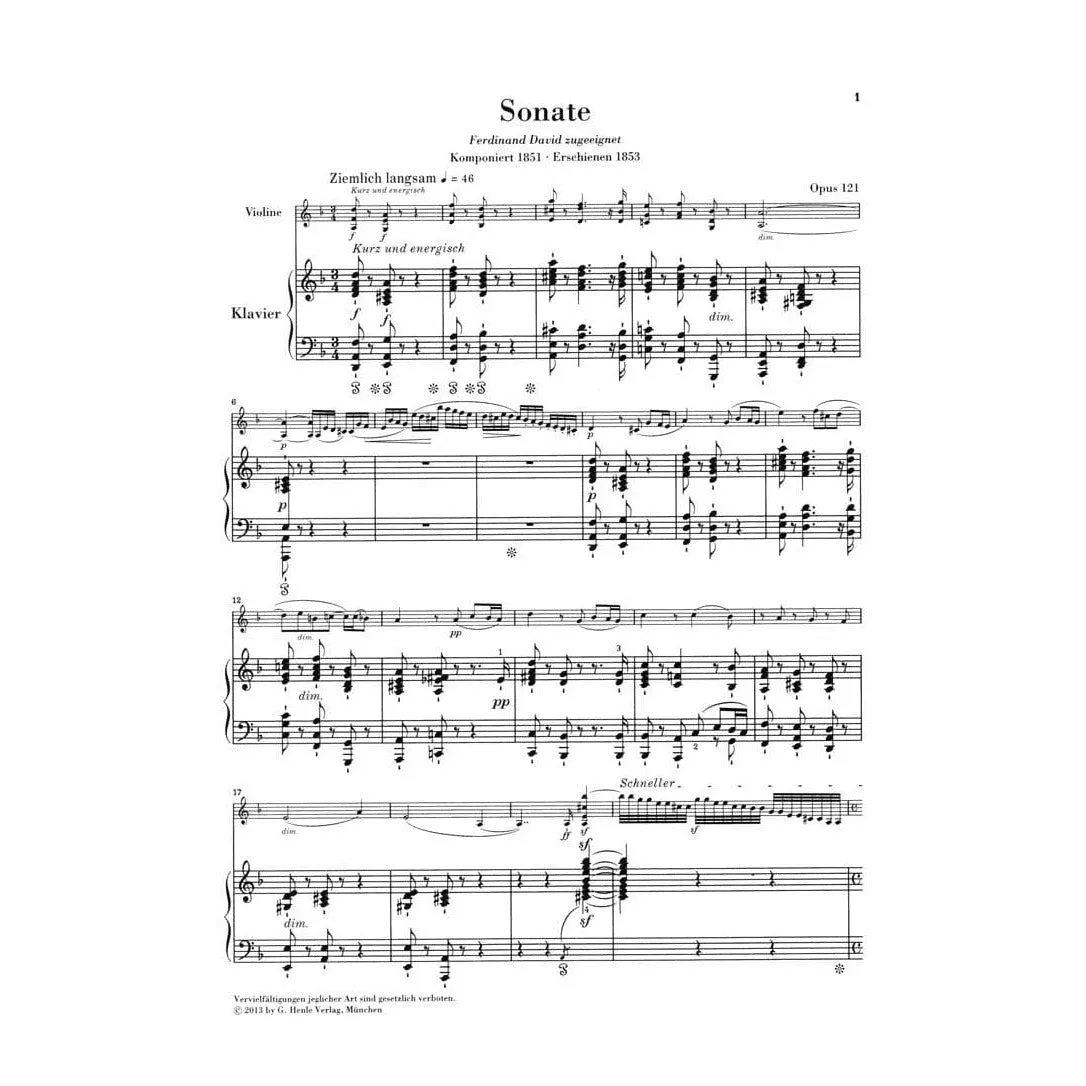 Shar Music Schumann Sonate Nr 2 d-moll Op 121 Noten Violine Urtext