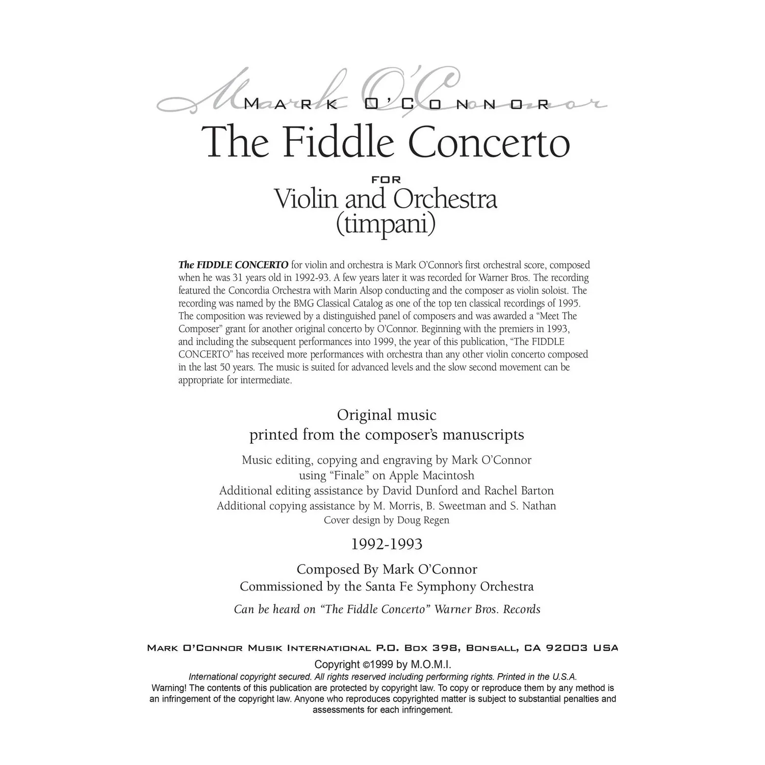 Mark O'Connor Fiddle Concerto Schlagzeugstimmen Download