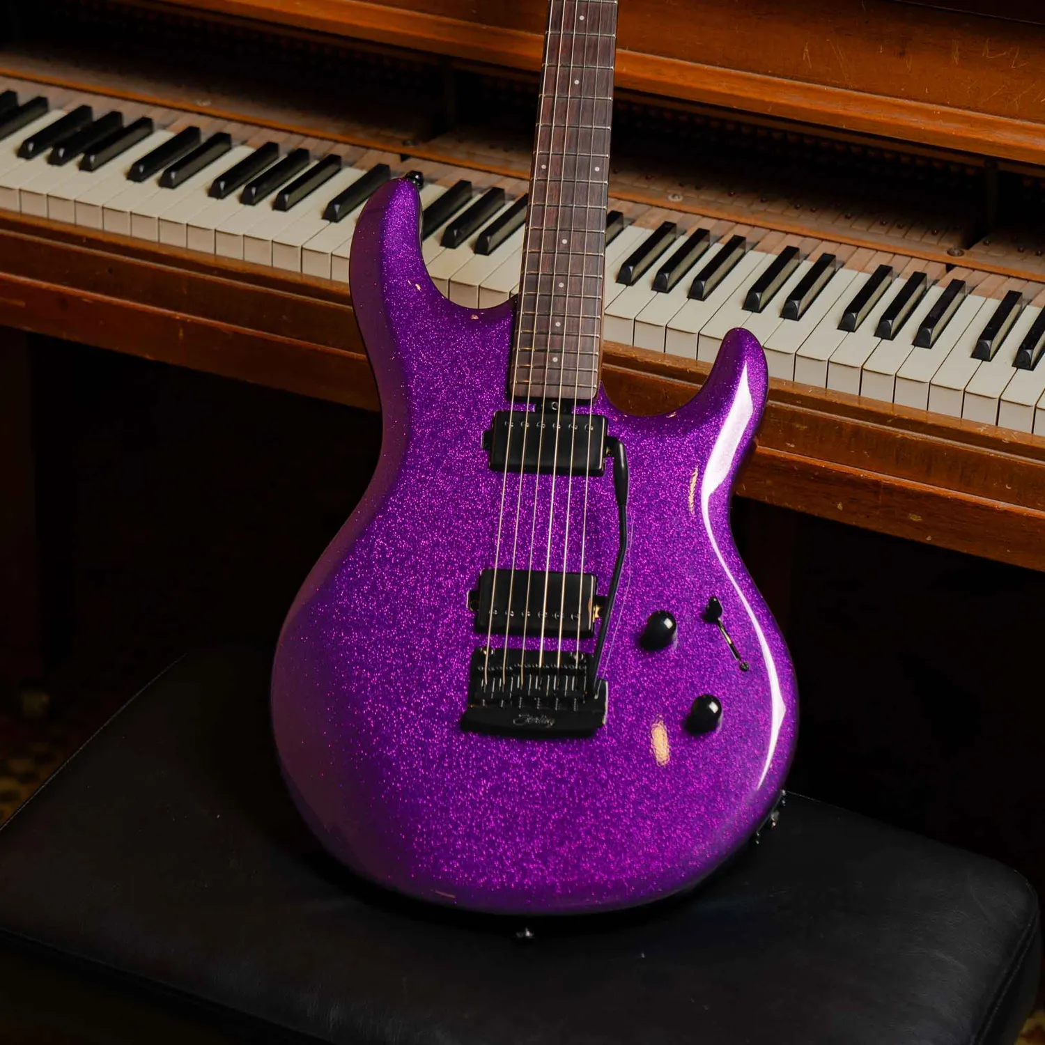 Sterling Luke E-Gitarre Purple Sparkle V-Hals Boost