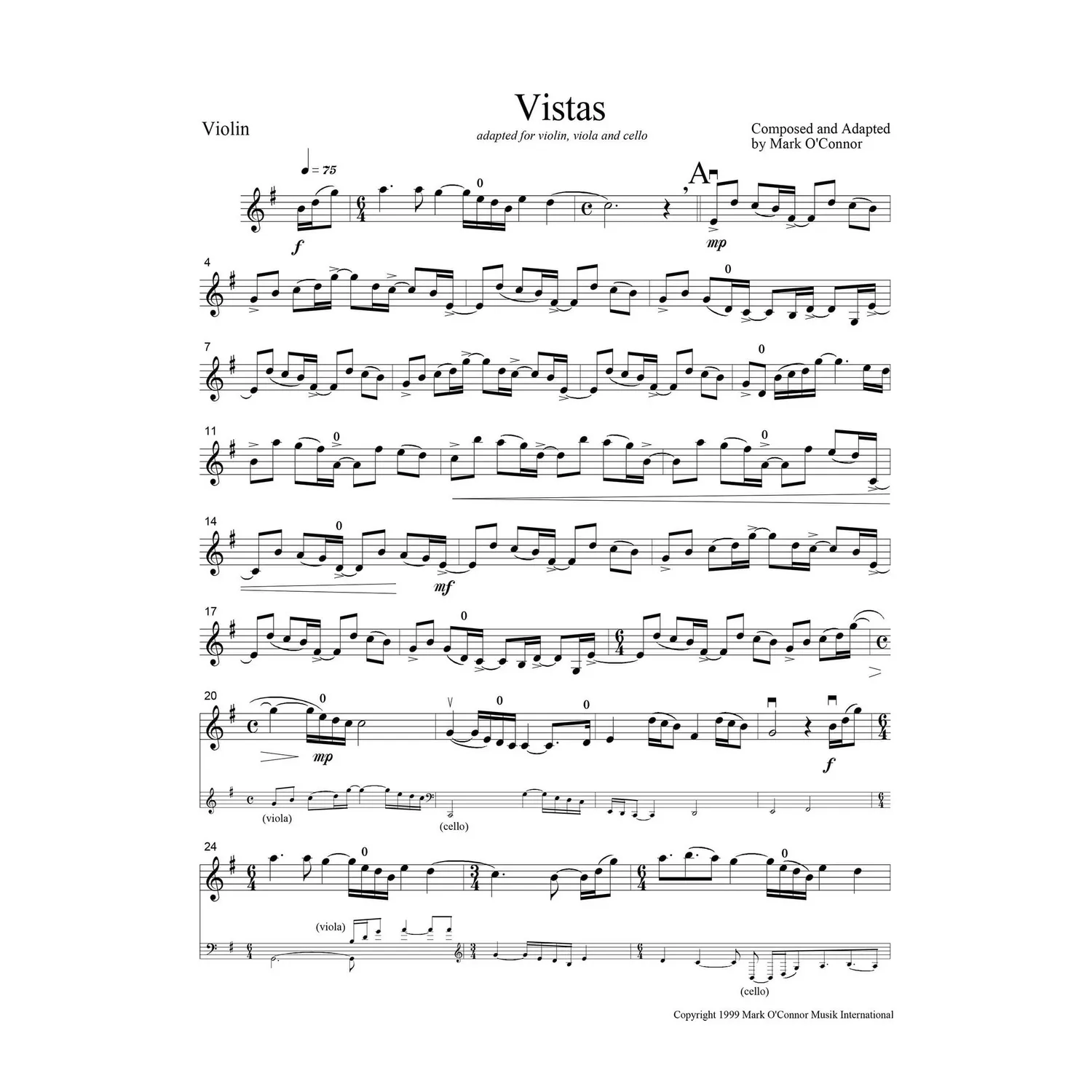 OConnor Vistas Violin-Noten Download Trio Yo-Yo Ma