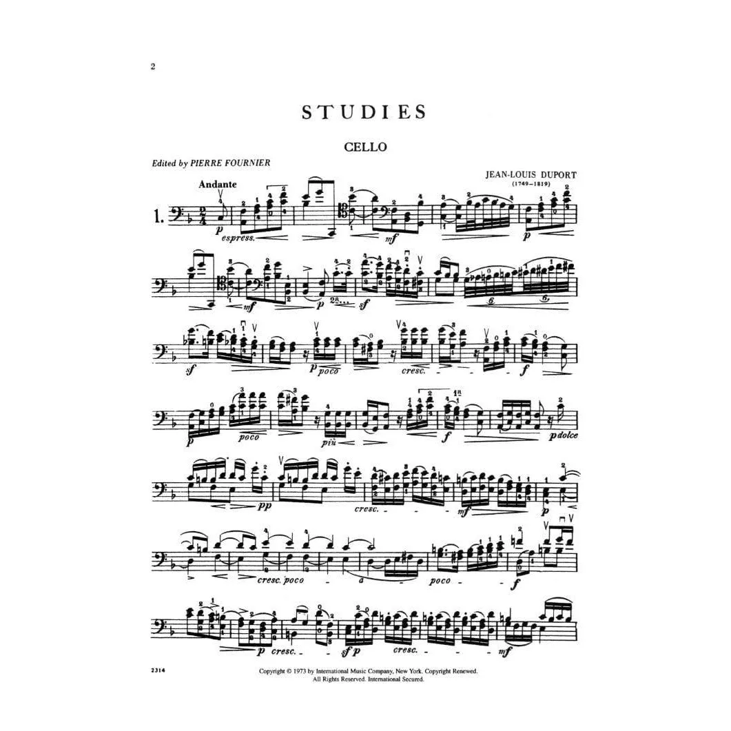 Shar Music Duport 21 Etüden Cello solo Fournier Edition