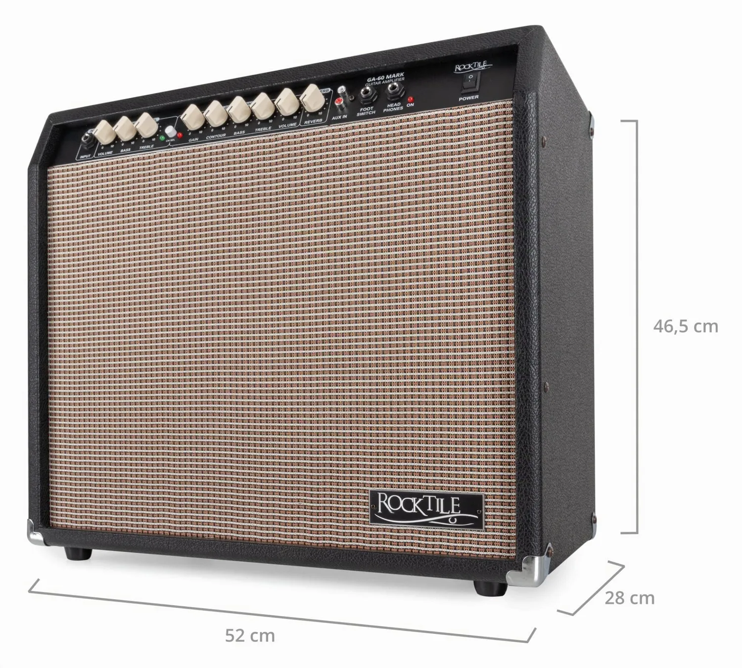 Rocktile GA-60 Mark Gitarrenverstärker 60 Watt Schwarz mit Hall