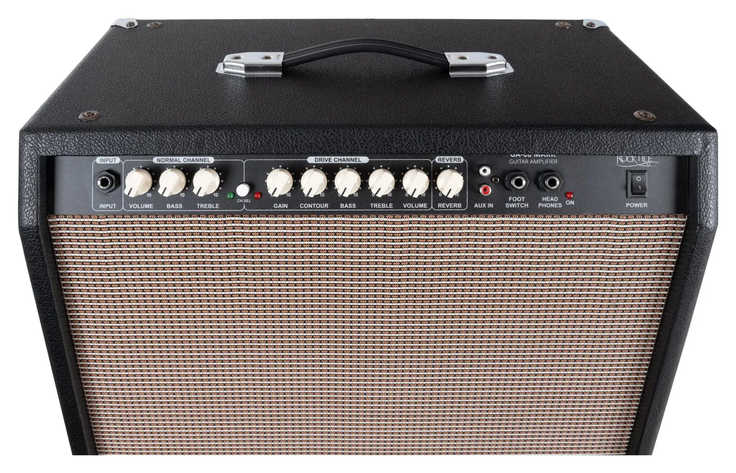 Rocktile GA-60 Mark Gitarrenverstärker 60 Watt Schwarz mit Hall