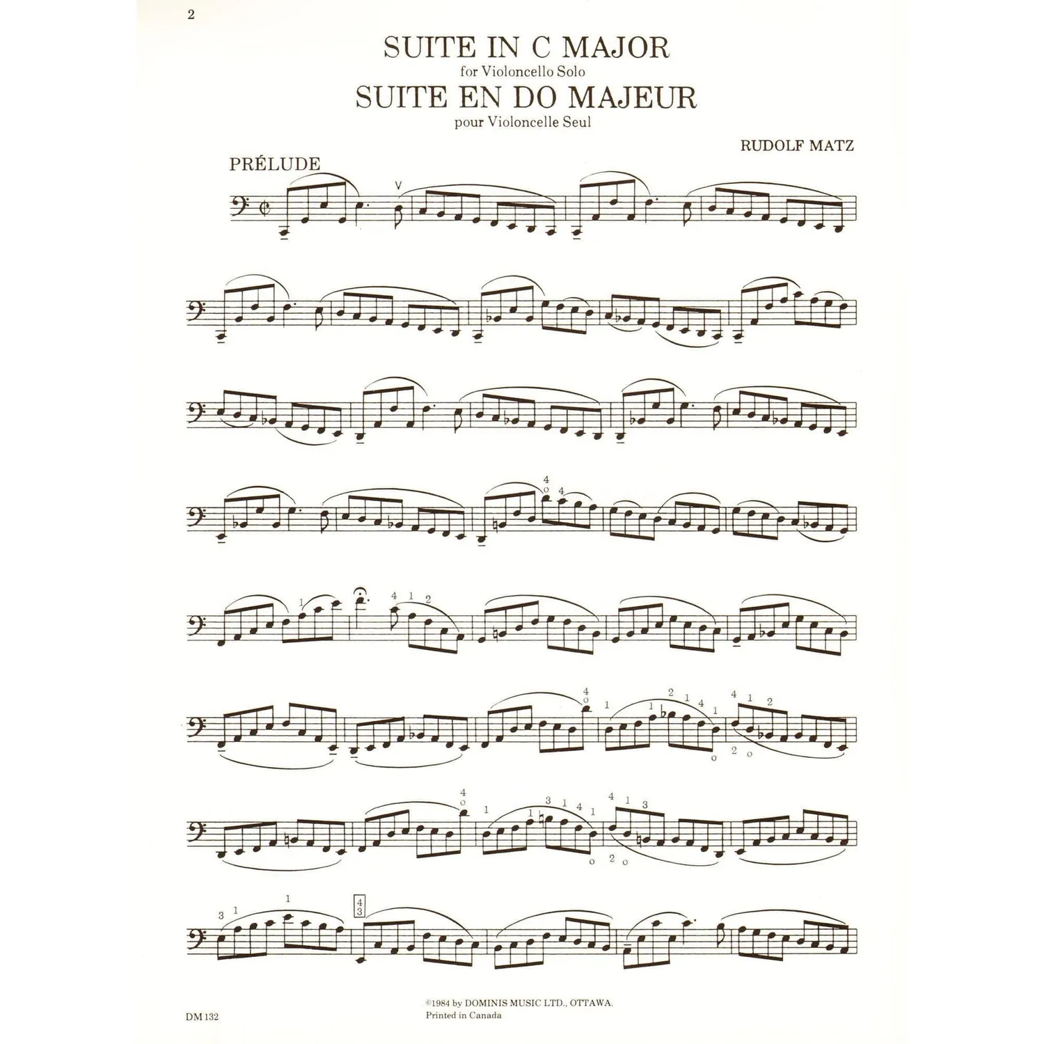 Shar Music Matz Suite in C Major Cello Noten Solo