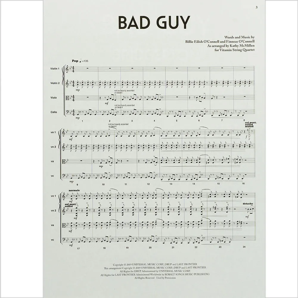 Bad Guy Bridgerton Noten für Streichquartett Softcover