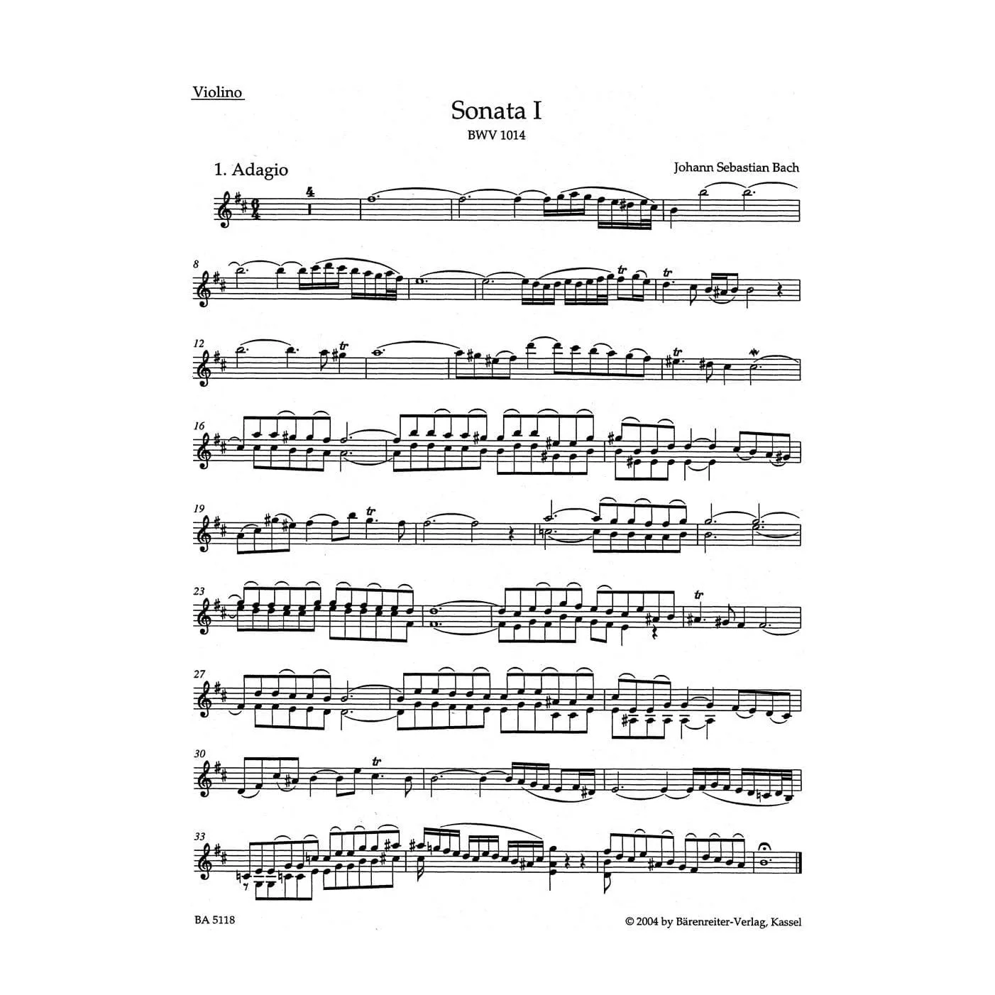 Bärenreiter Bach BWV 1014-1019 Vol.1 Violine Klavier