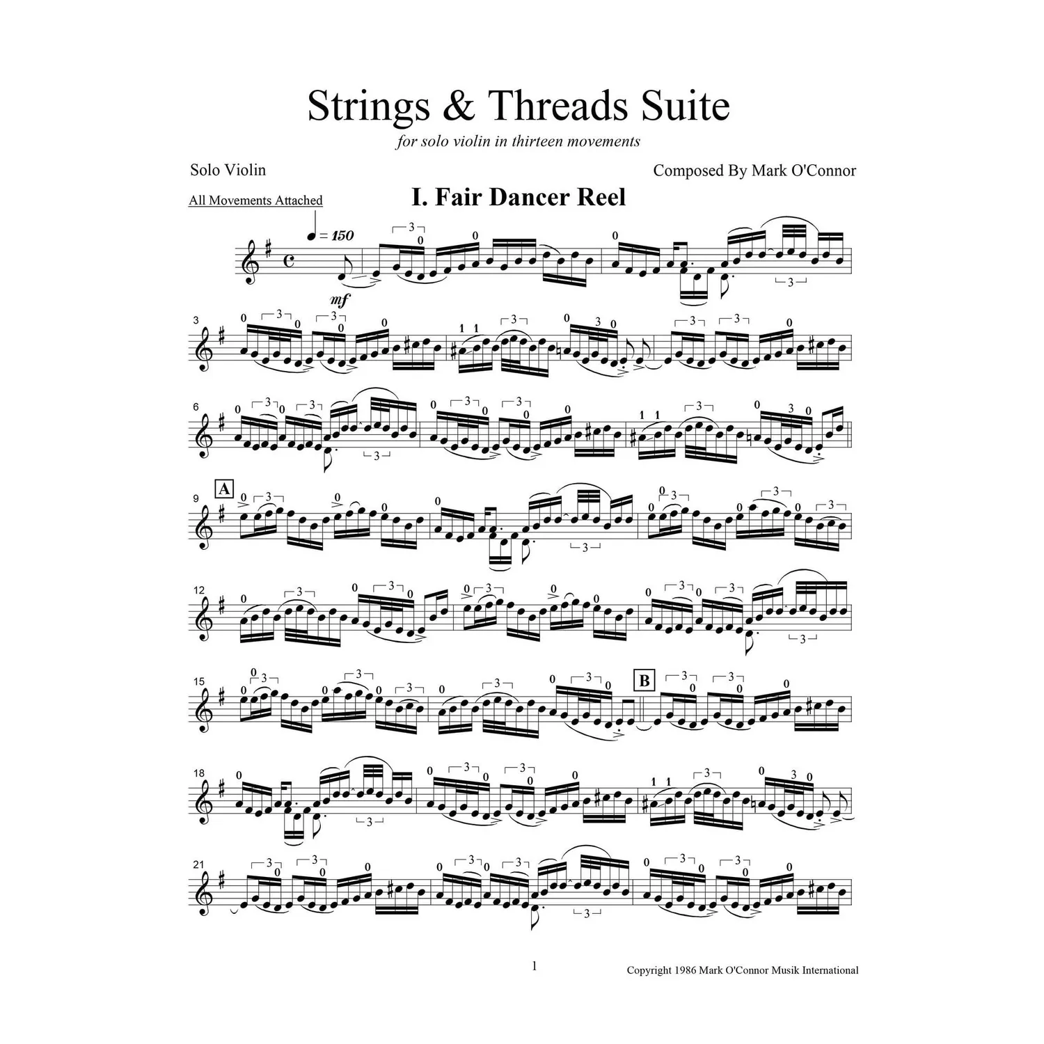 Mark O'Connor Strings Threads Suite Violine Noten Download