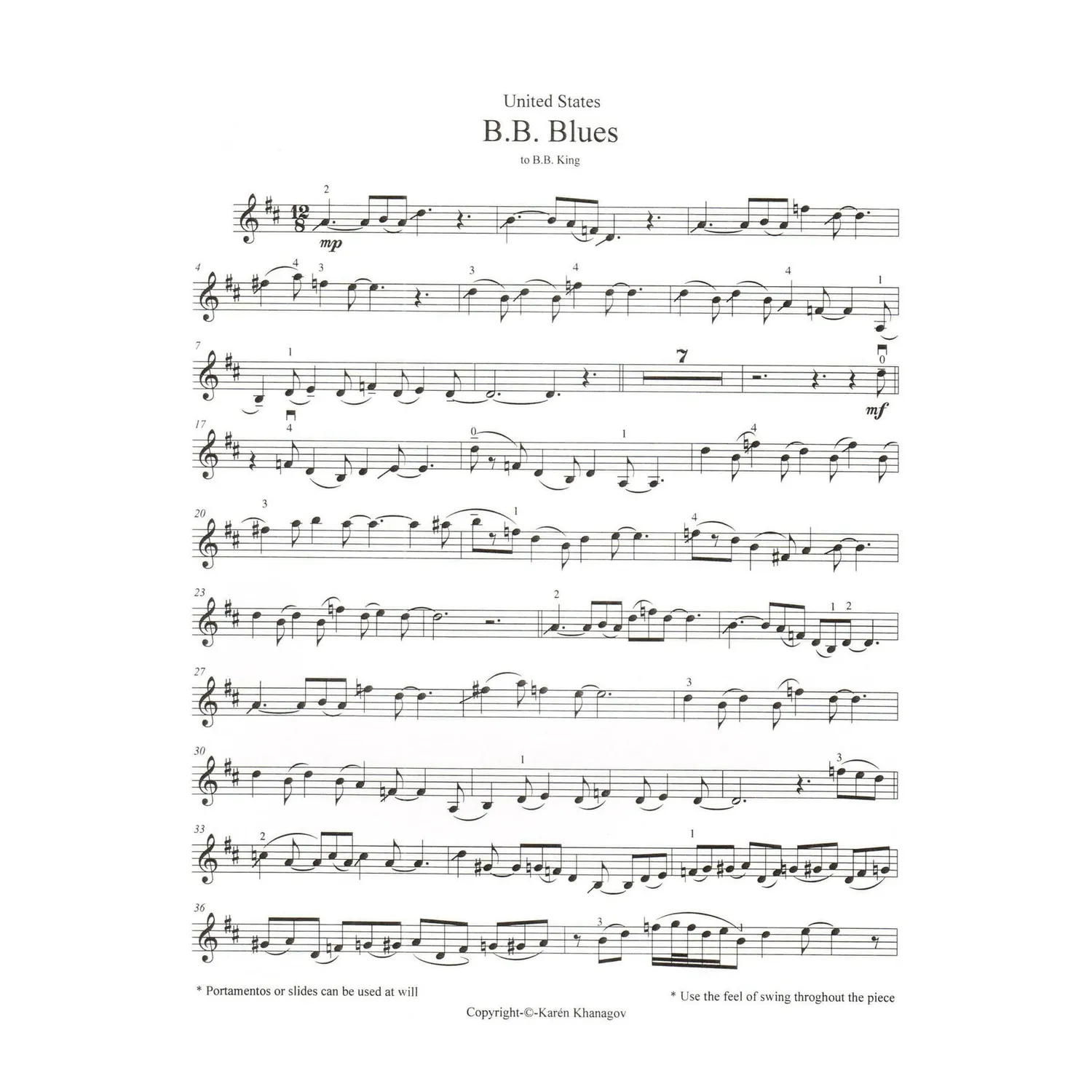Khanagov Parade of Nations B.B. Blues Violinnoten USA