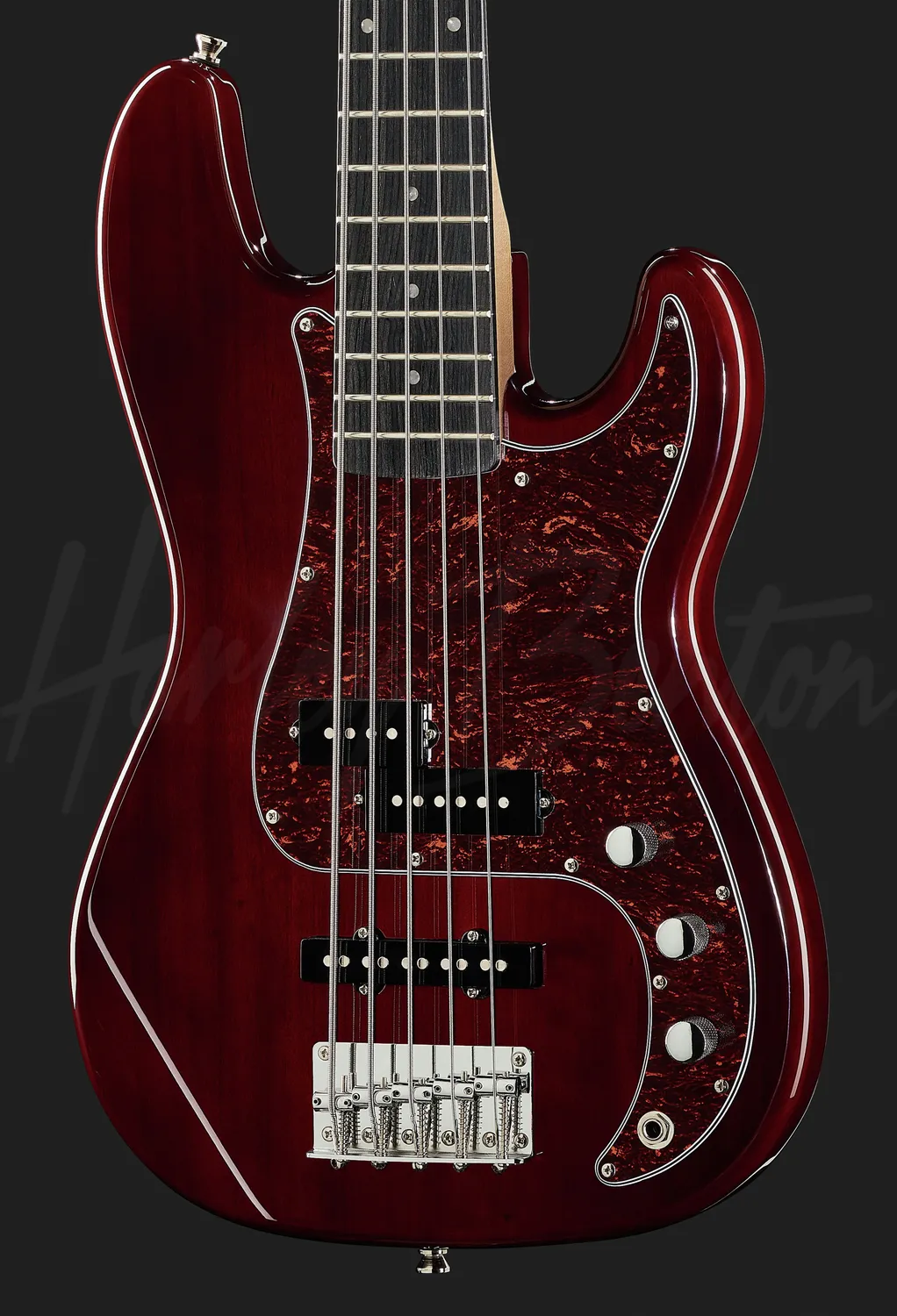 Harley Benton PJ-5 HTR E-Bass Trans Red 5-saitig Split-Coil