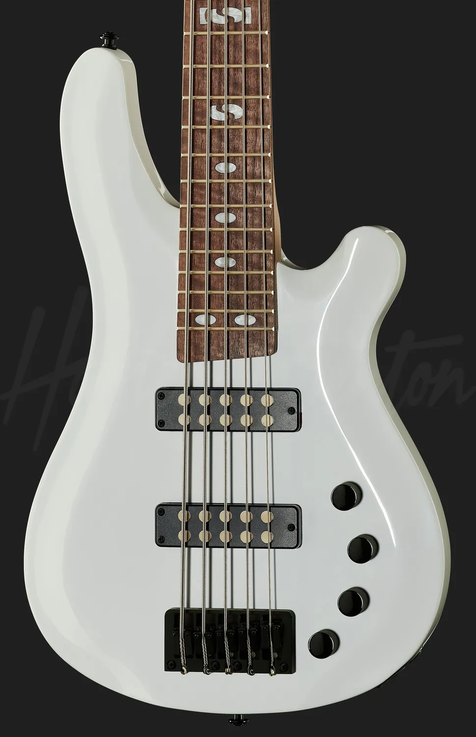Harley Benton Pro B-550 E-Bass 5-Saiter Weiß Aktiv 24 Bünde
