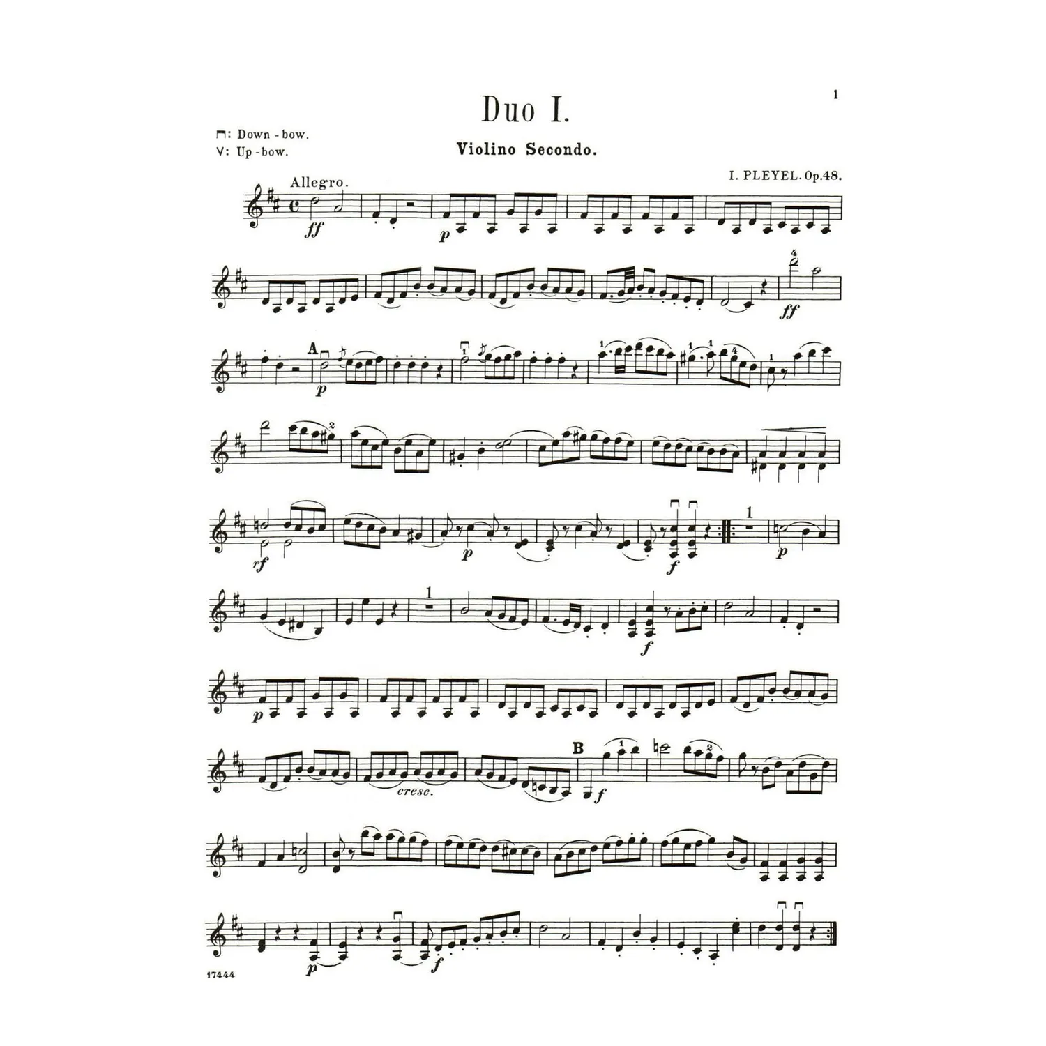 Shar Music Pleyel Sechs kleine Duette Op 48 Noten 2 Violinen