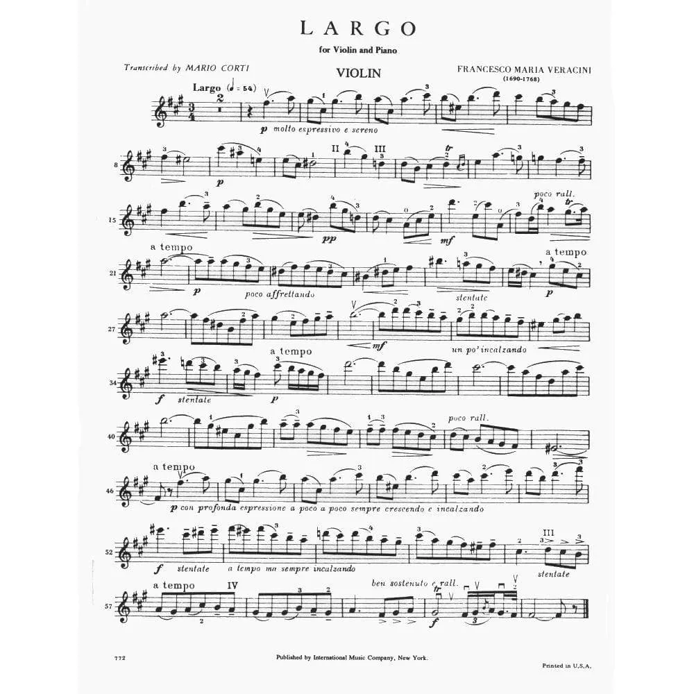 International Veracini Largo Violin Noten Violine Klavier