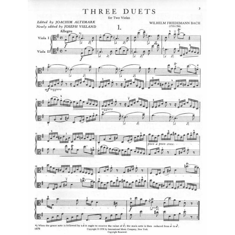 Shar Music W.F. Bach Drei Duette zwei Bratschen Noten