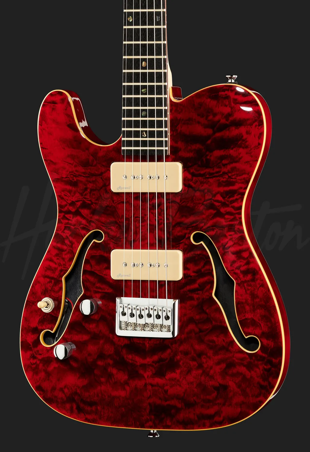 Harley Benton TE-90QM LH E-Gitarre Rot P90 Linkshänder