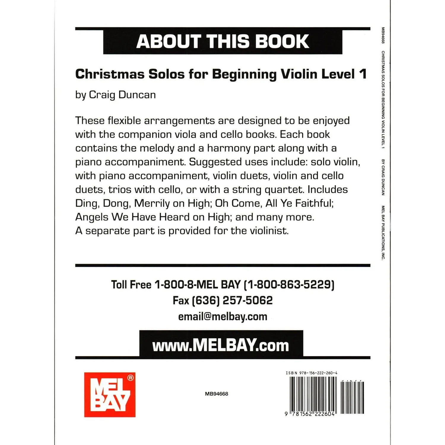 Mel Bay Christmas Solos Violine Level 1 Noten Duncan