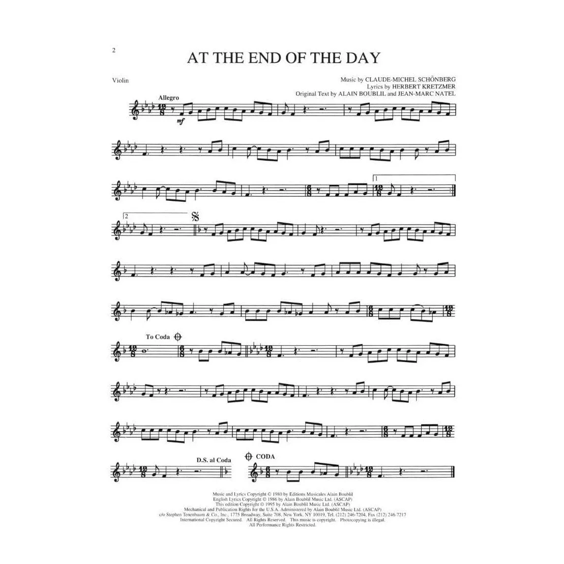 Hal Leonard Les Misérables Violinnoten Violine 13 Songs