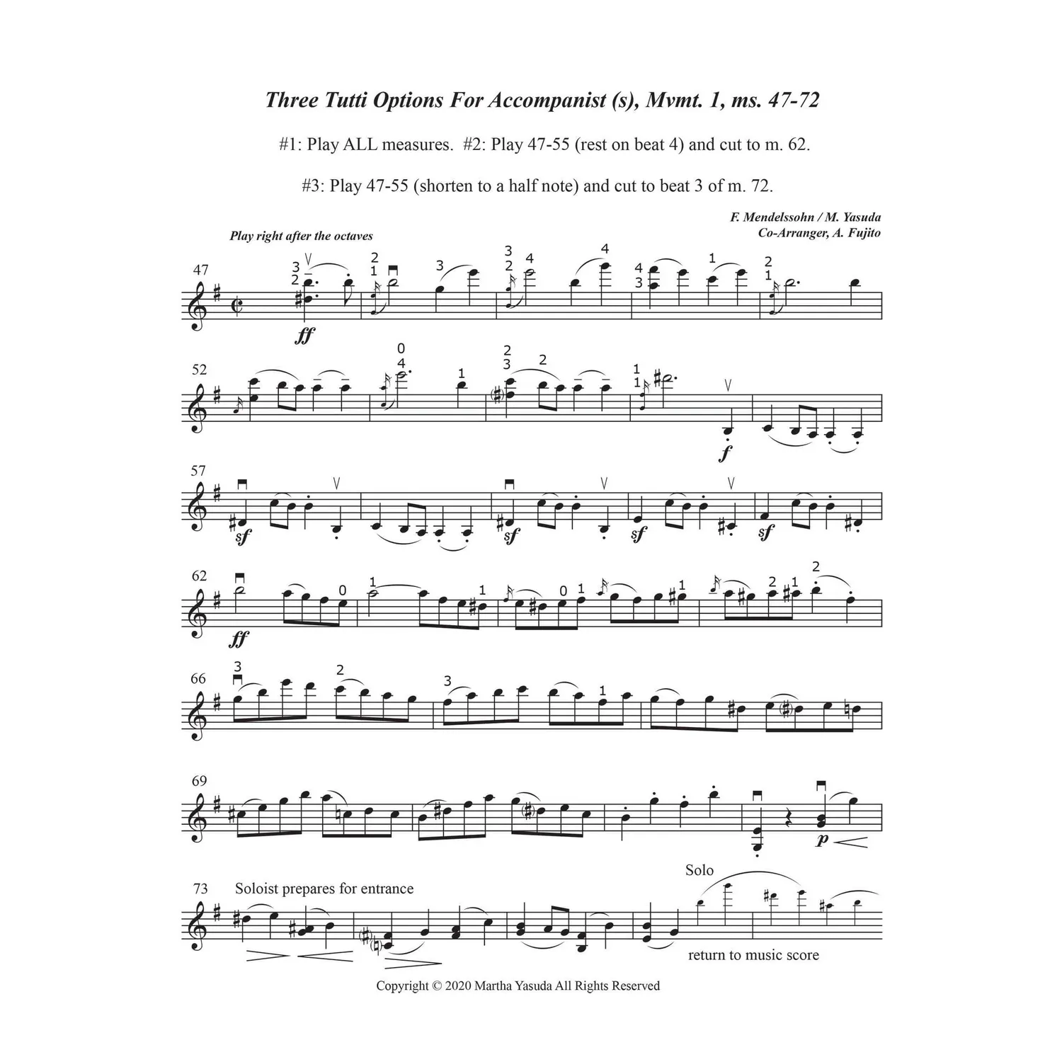 Yasuda Mendelssohn Violinkonzert Trio Noten Download