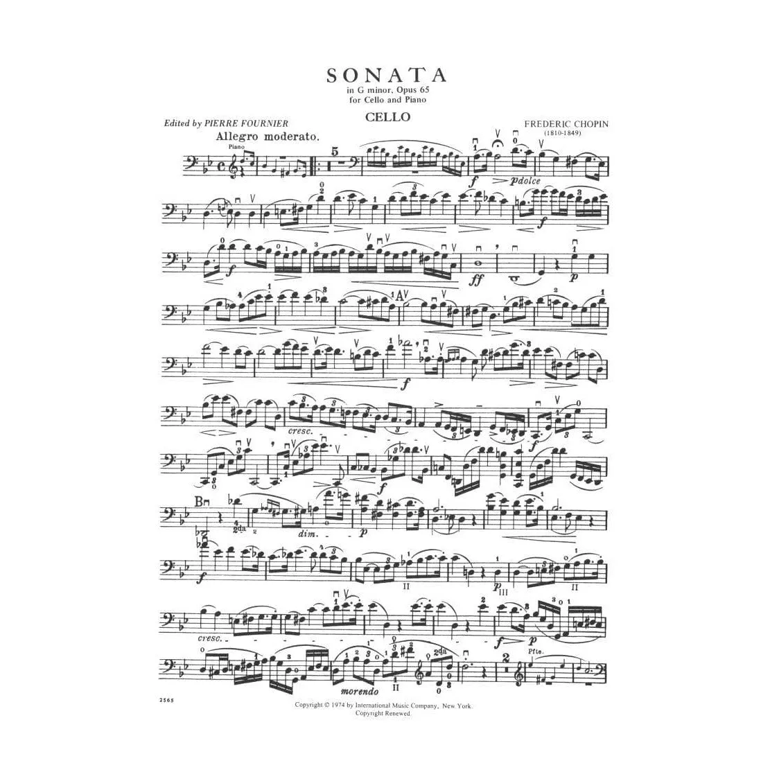 Shar Music Chopin Sonate g-Moll op.65 Noten Cello Klavier