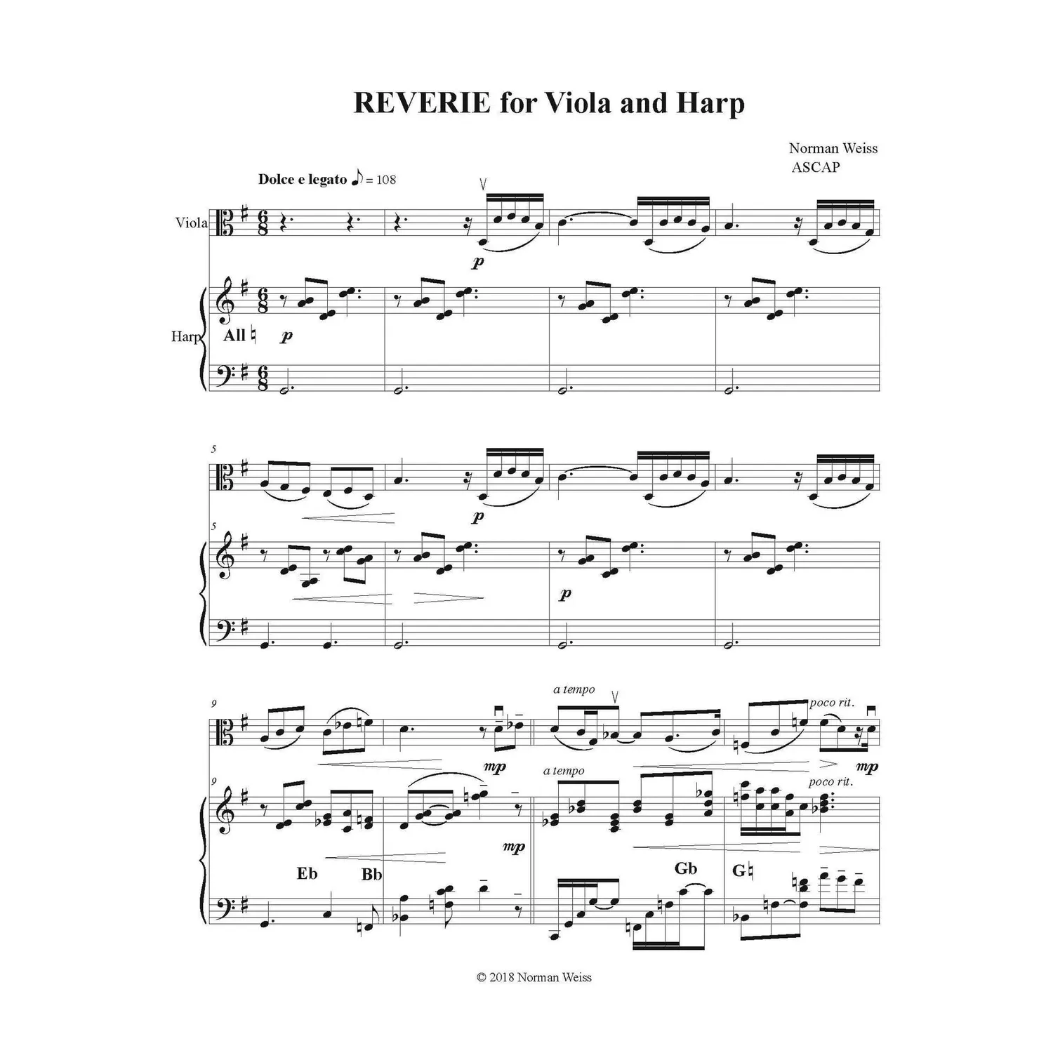 Weiss Reverie Bratschennoten Viola Klavier Download