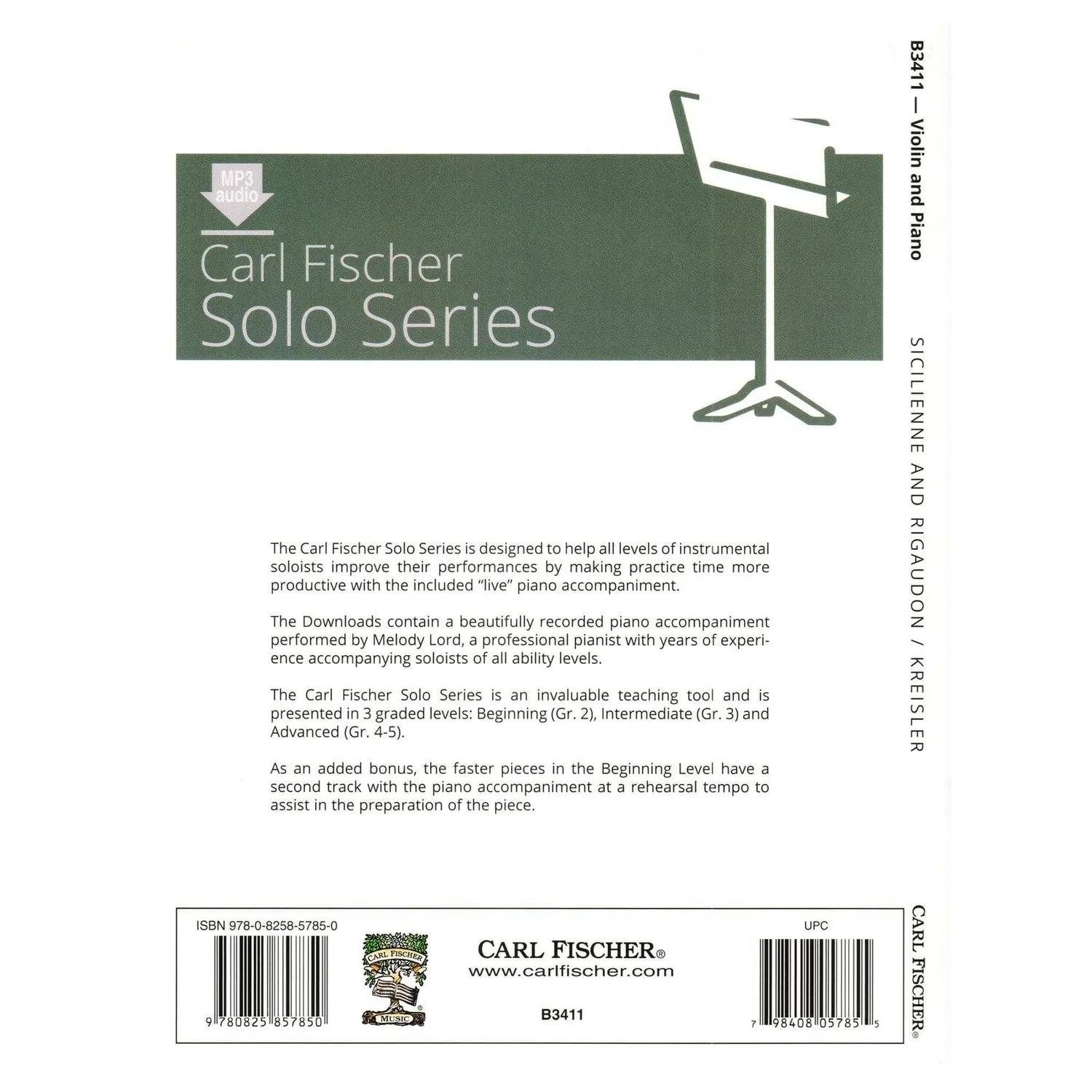 Carl Fischer Kreisler Sicilienne Rigaudon Violine Klavier