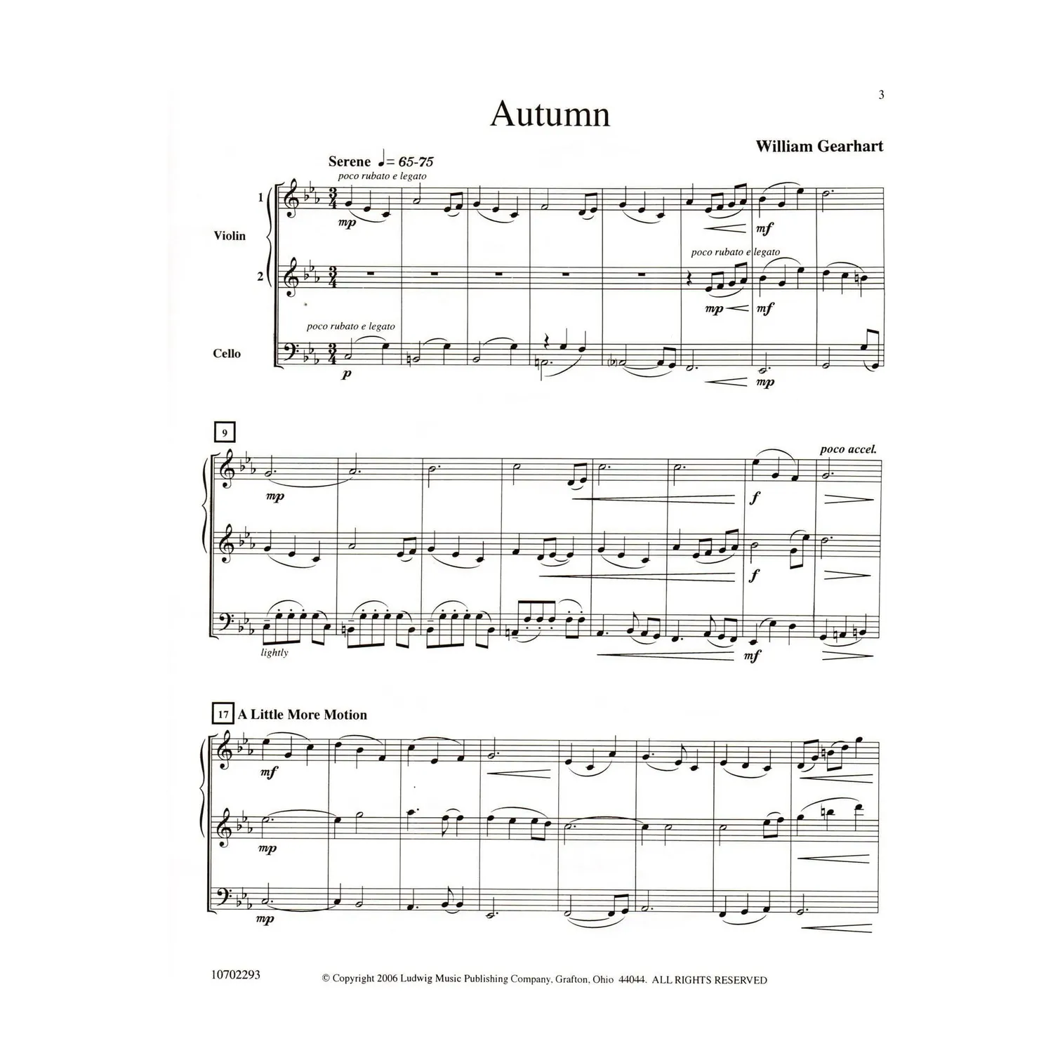 Gearhart Autumn Streichtrio Noten Violine Viola Cello