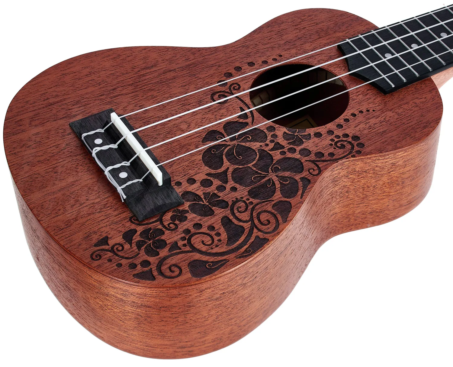 Harley Benton Kahuna-S Flower Sopran-Ukulele Mahagoni
