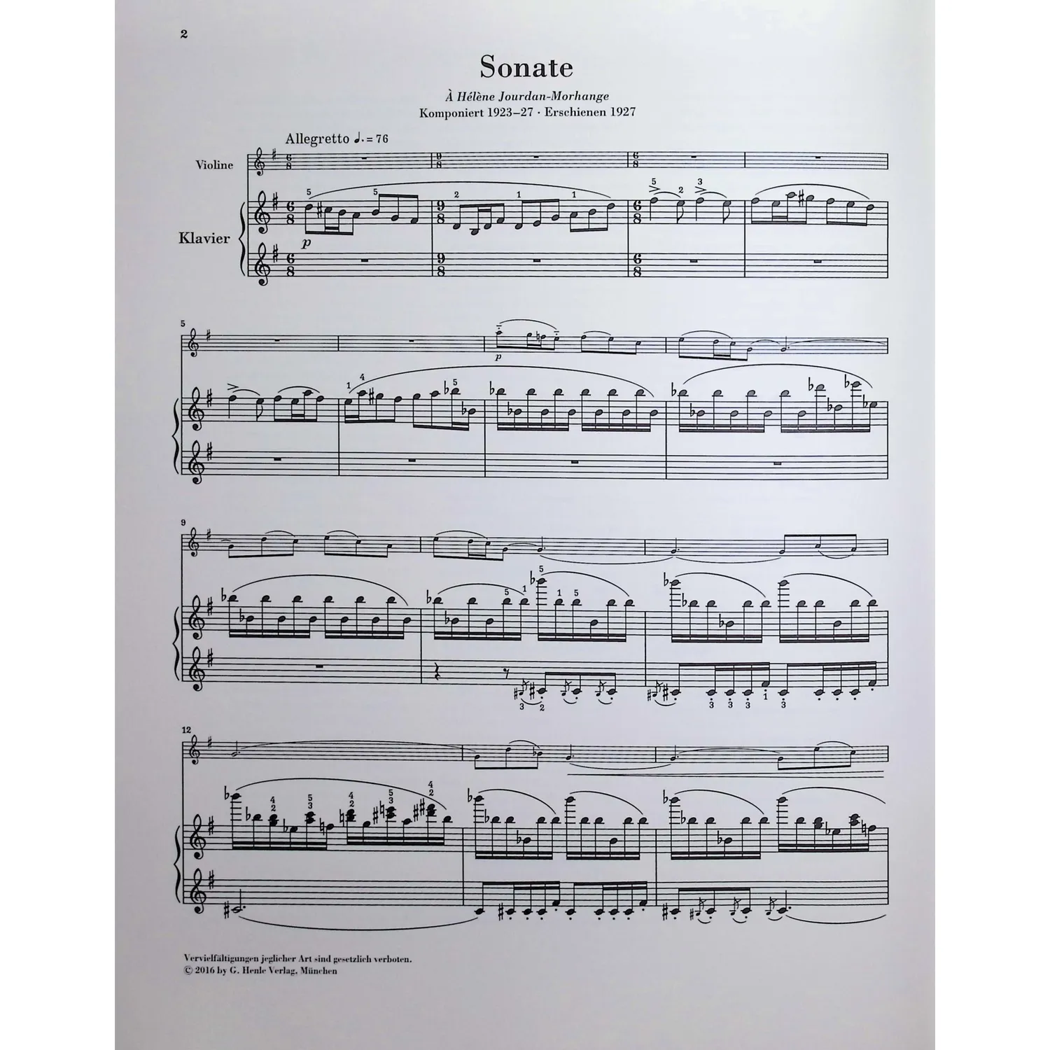 Henle Ravel Sonate G-Dur Violinnoten Klavier Urtext Kramer